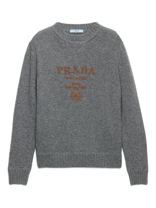intarsia-logo crew-neck sweater