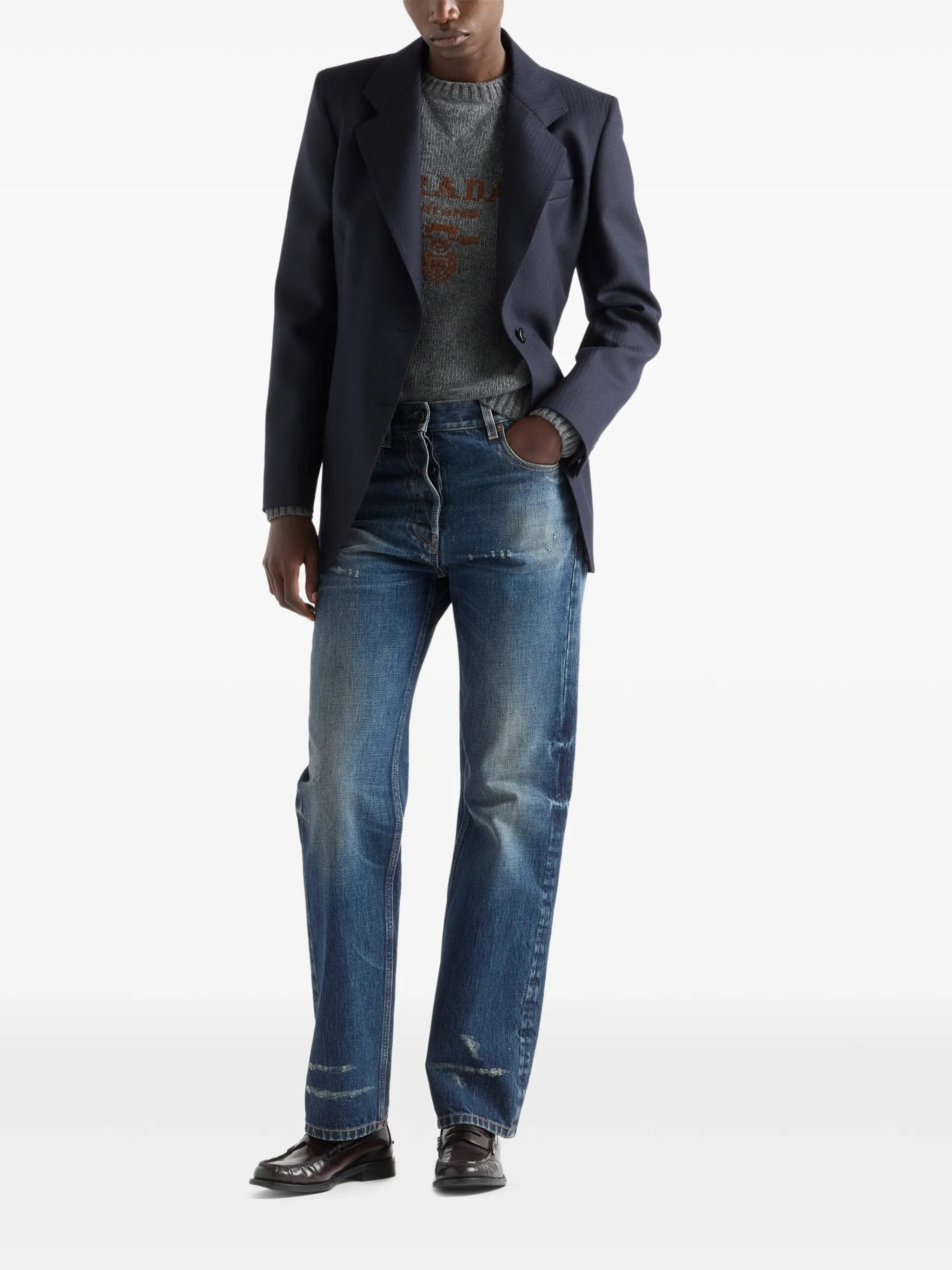 intarsia-logo crew-neck sweater