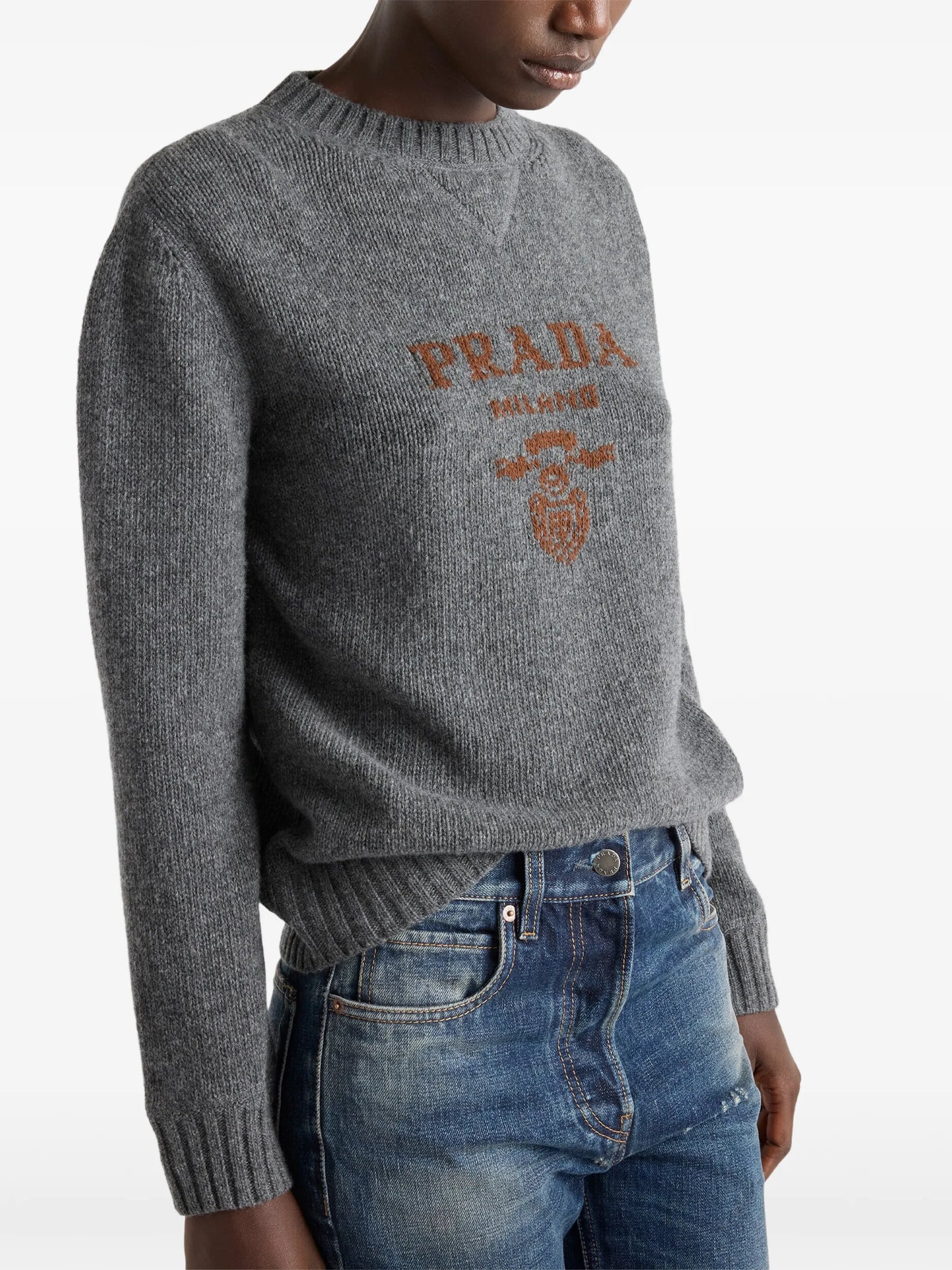 intarsia-logo crew-neck sweater