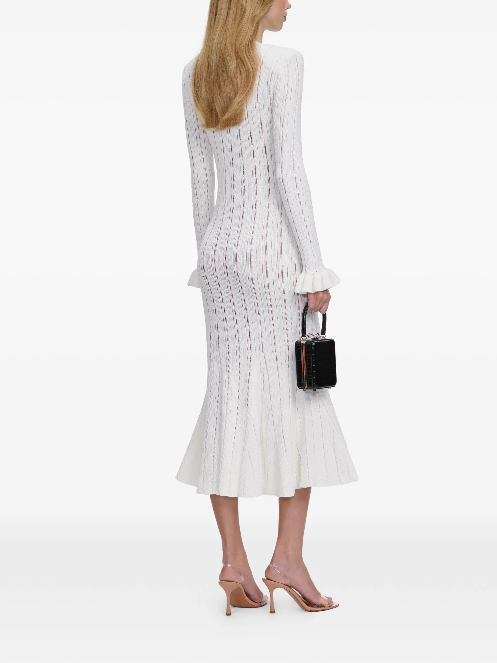 pointelle-knit midi dress