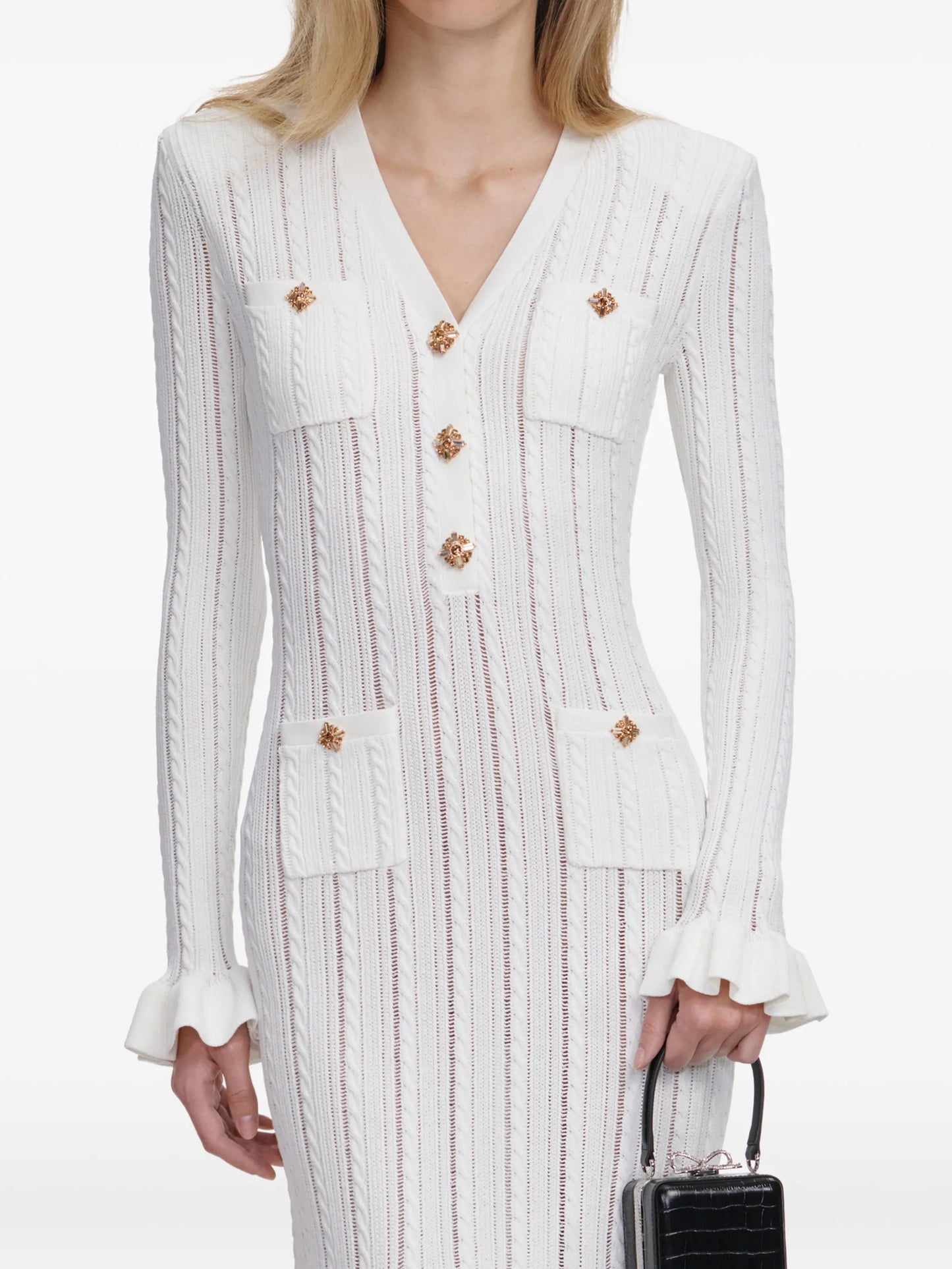 pointelle-knit midi dress