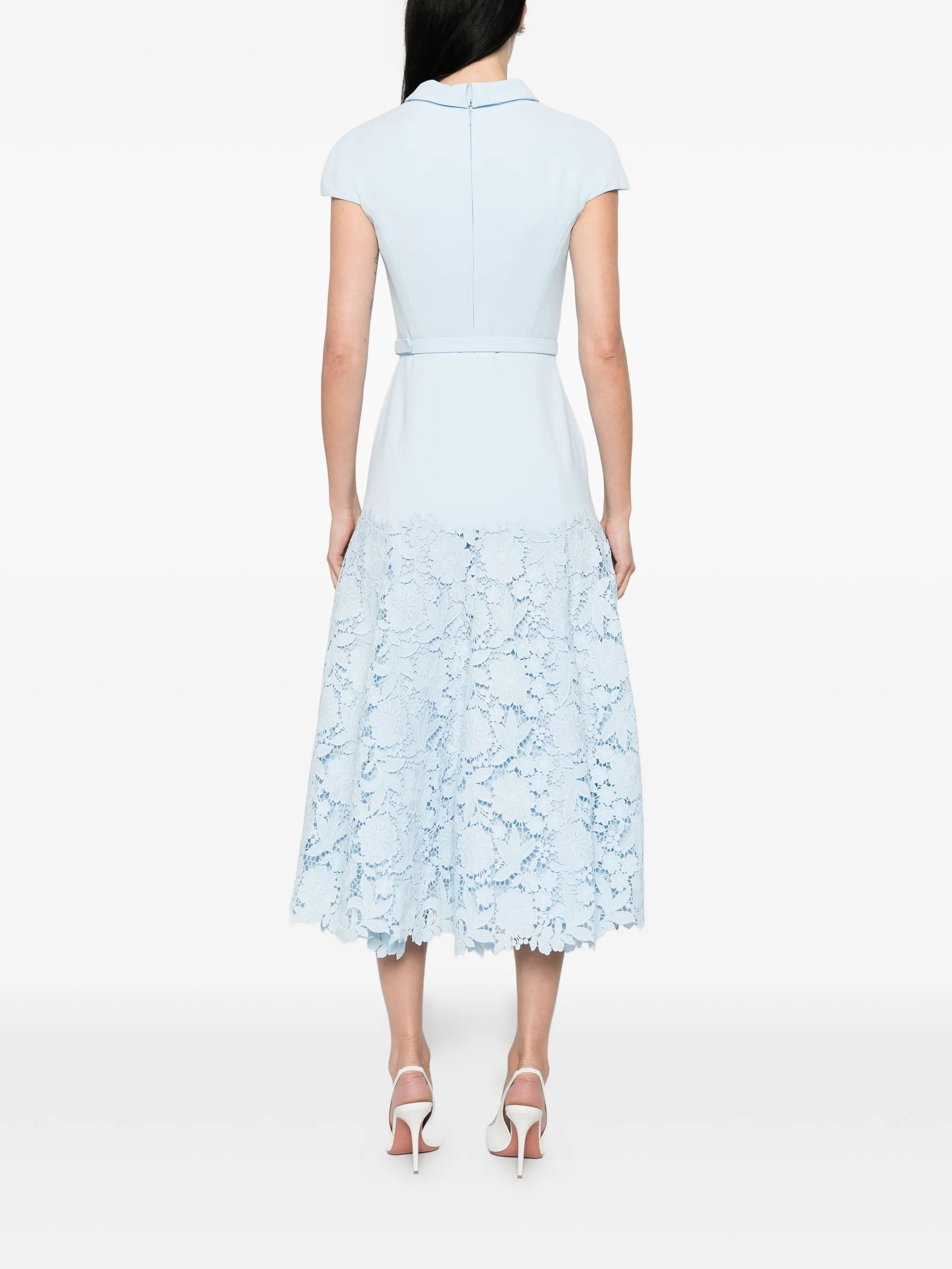 crepe lace midi dress