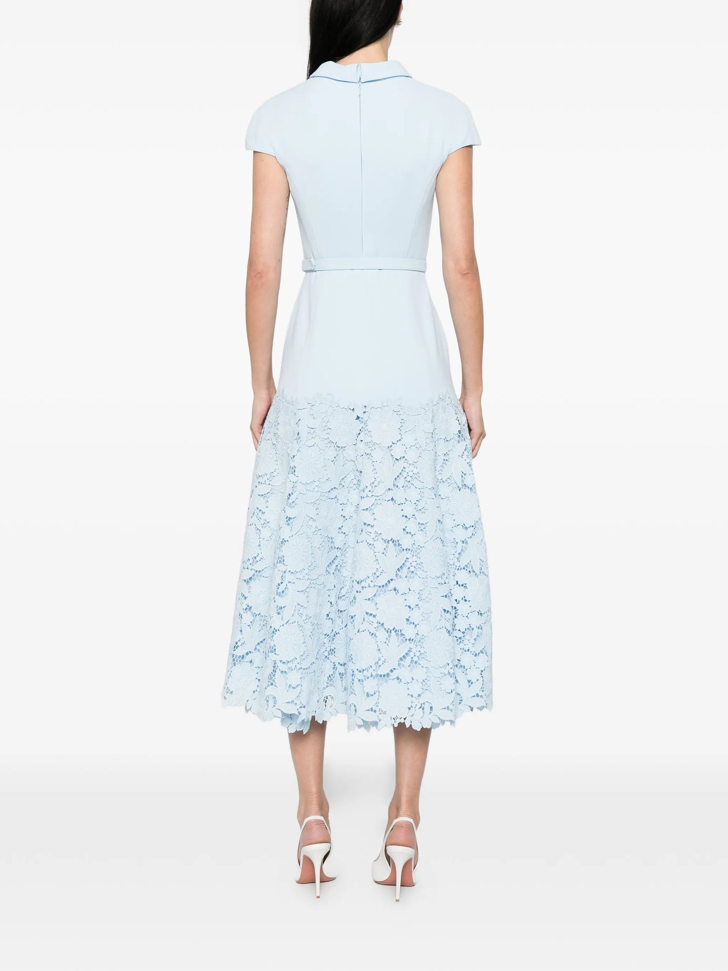 crepe lace midi dress