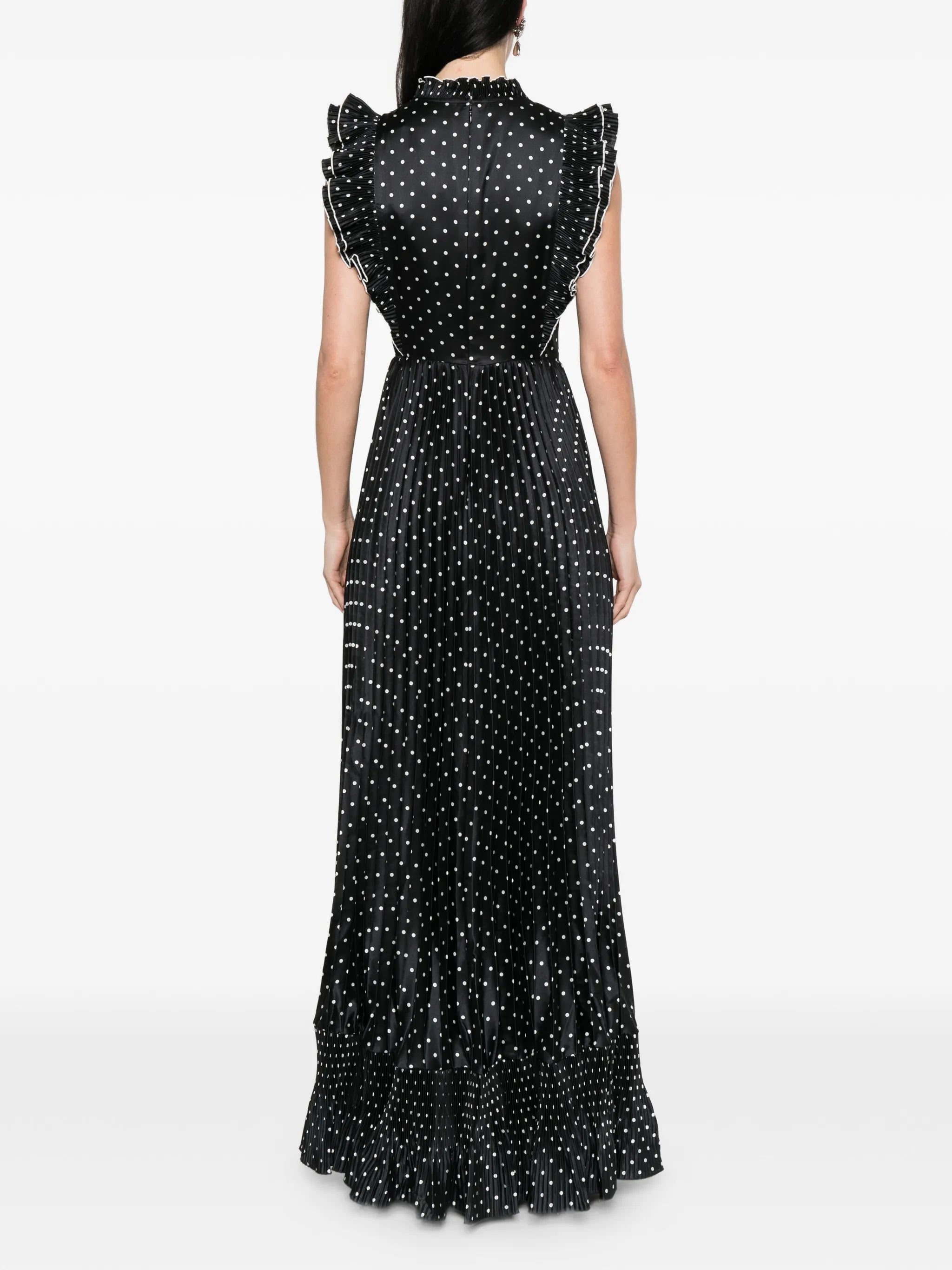 sleeveless polka dot maxi dress