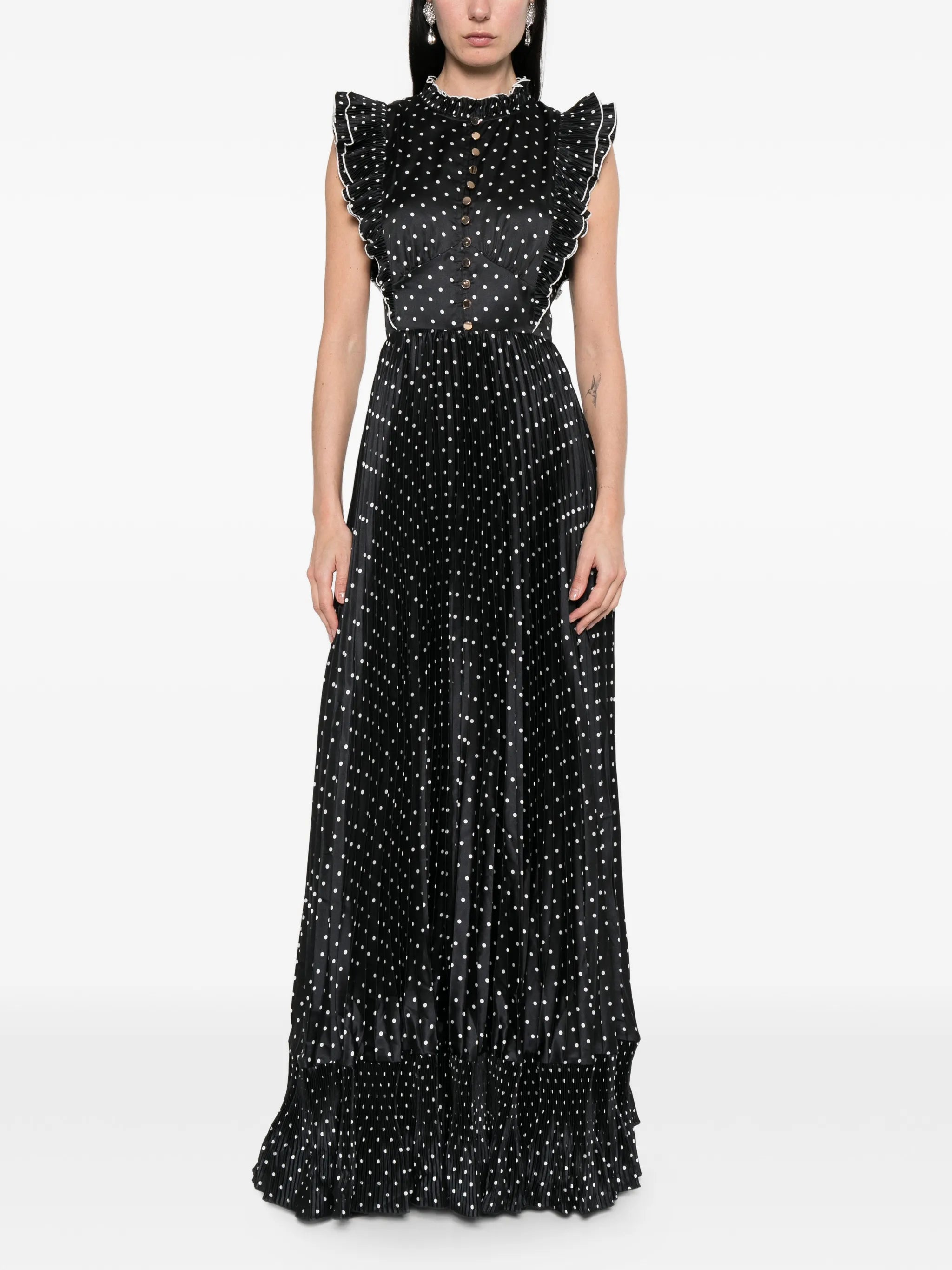 sleeveless polka dot maxi dress
