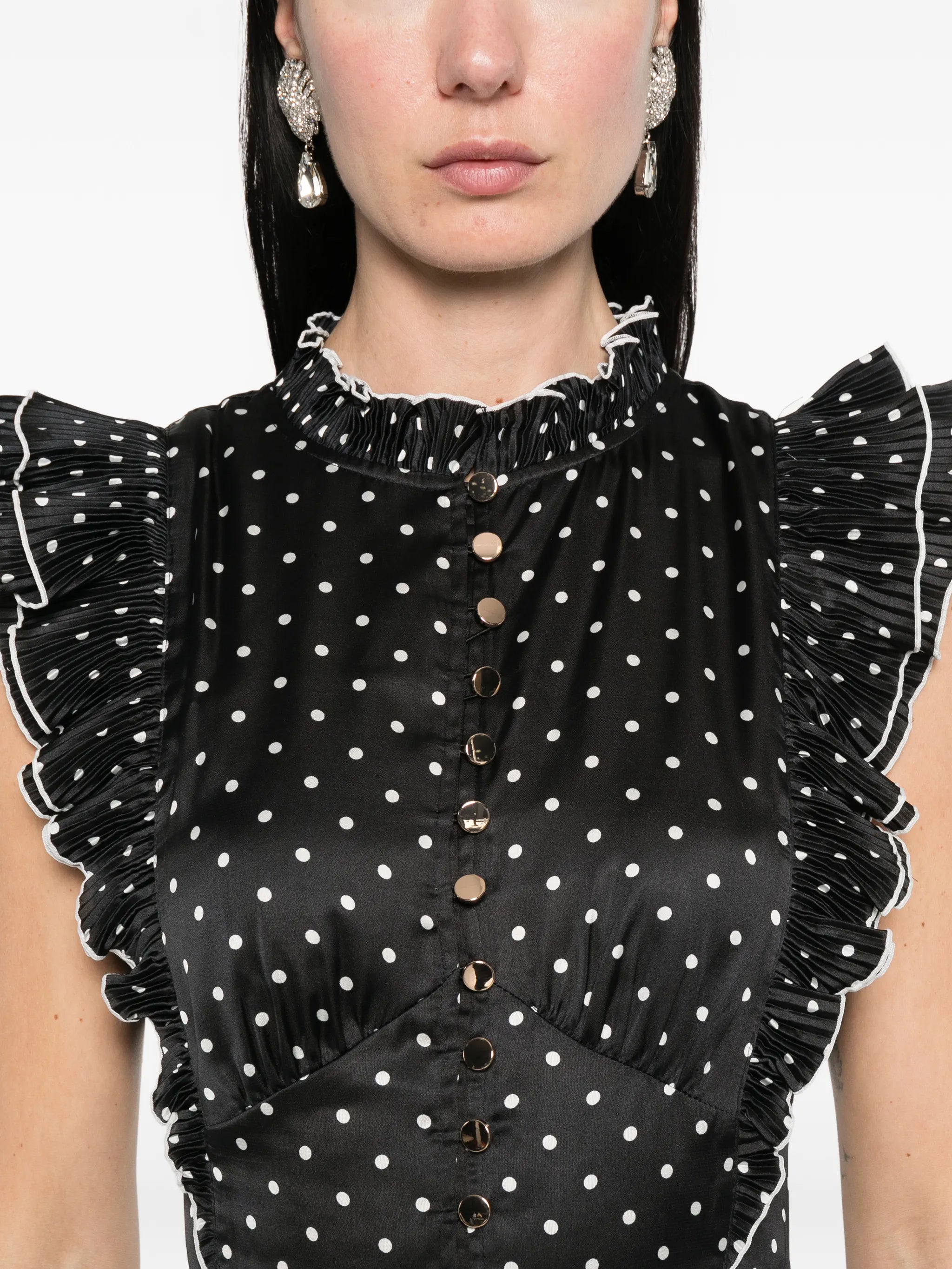 sleeveless polka dot maxi dress