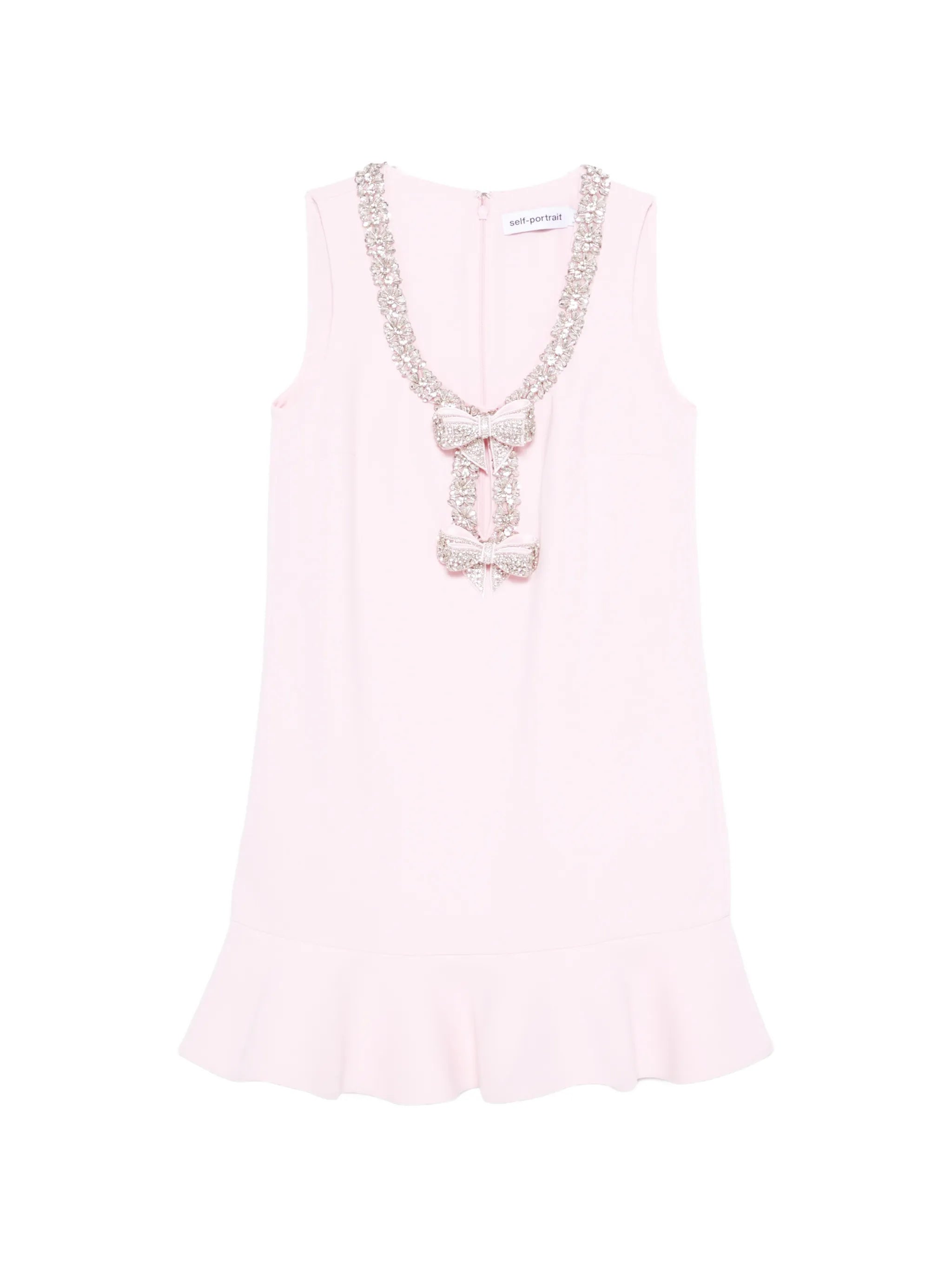 ruffled bow crepe mini dress