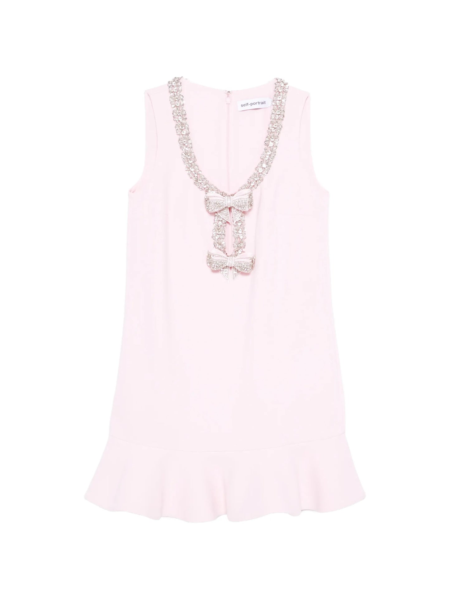 ruffled bow crepe mini dress