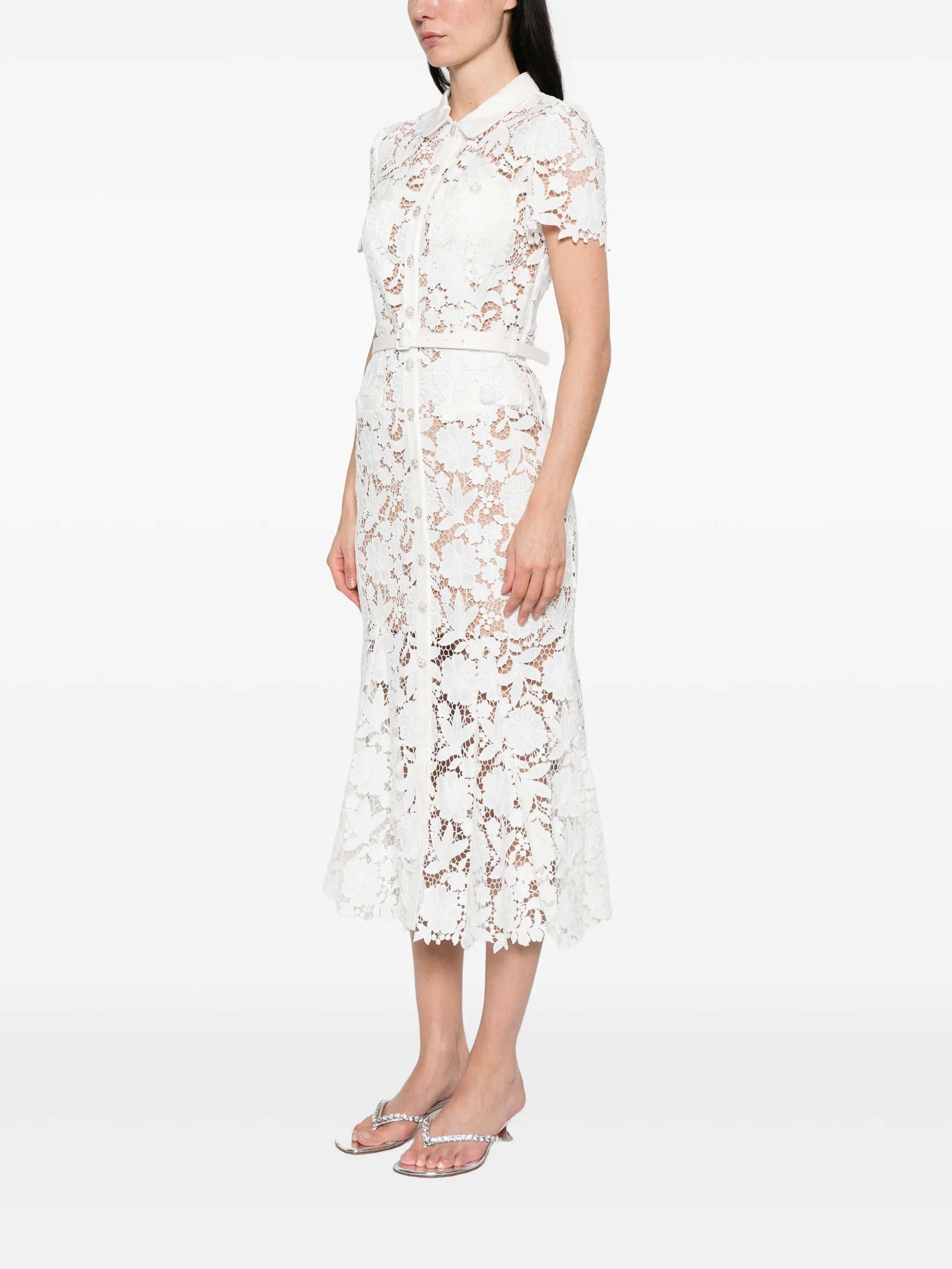 lace collared midi dress