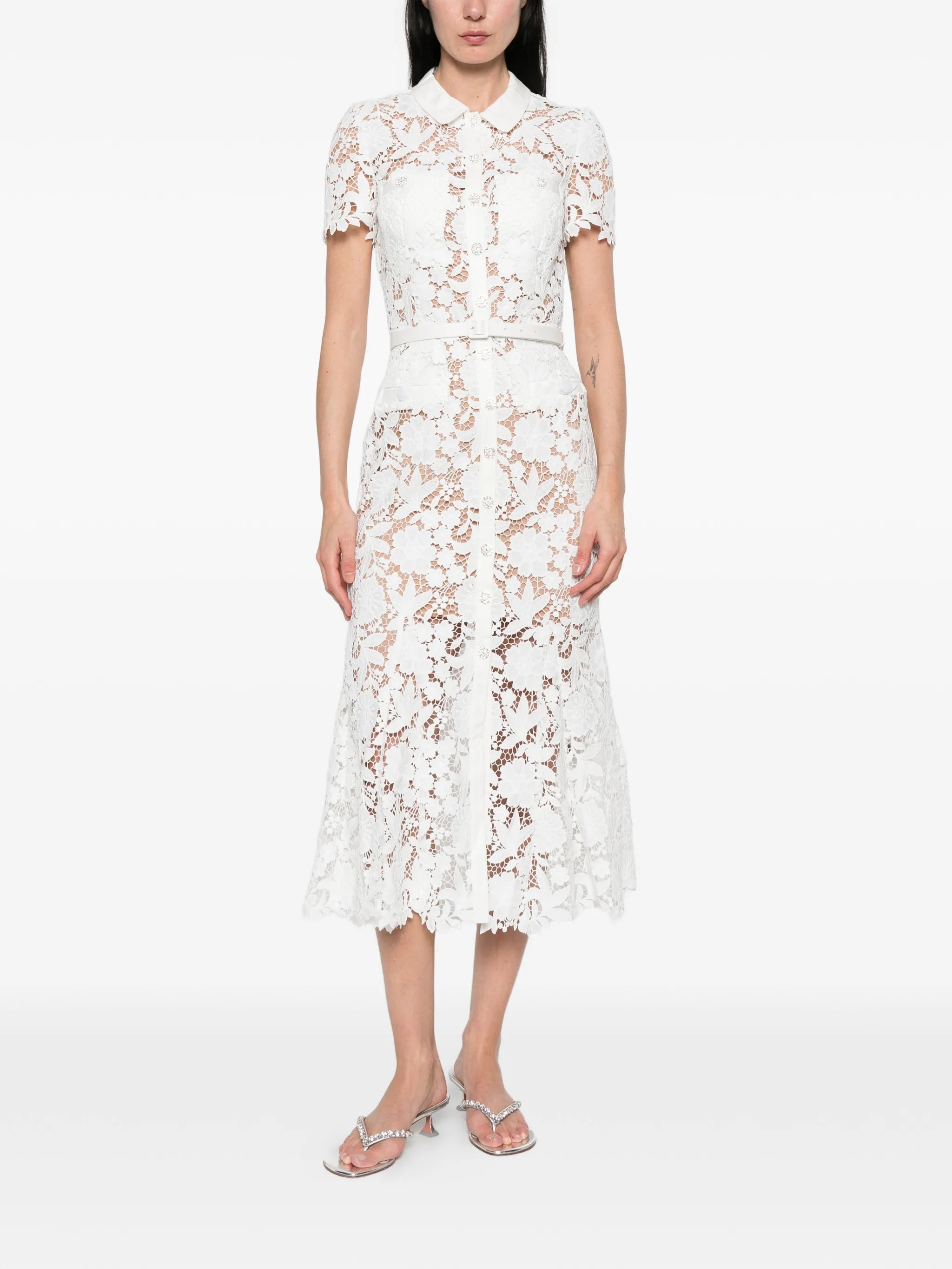 lace collared midi dress