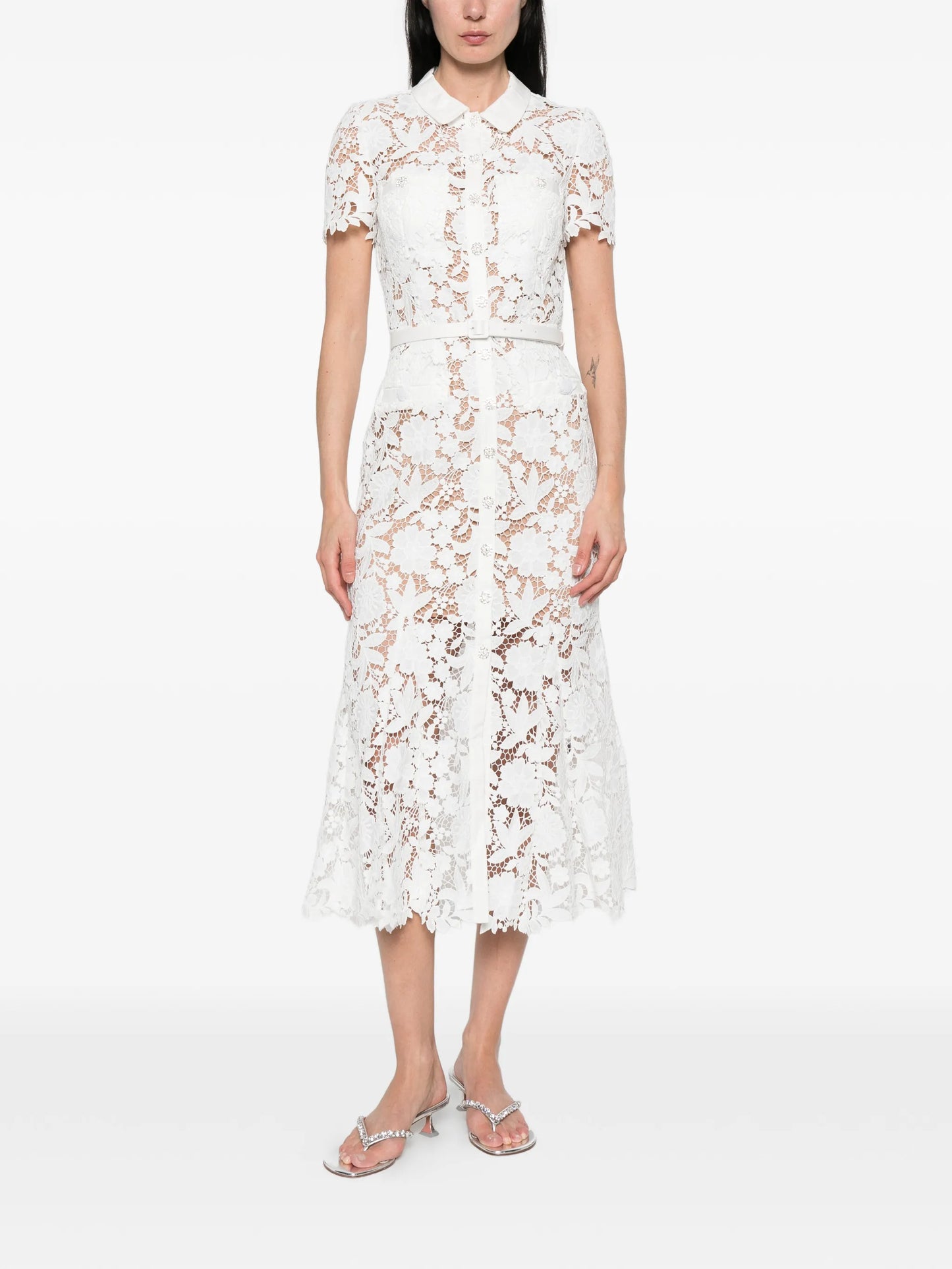 lace collared midi dress