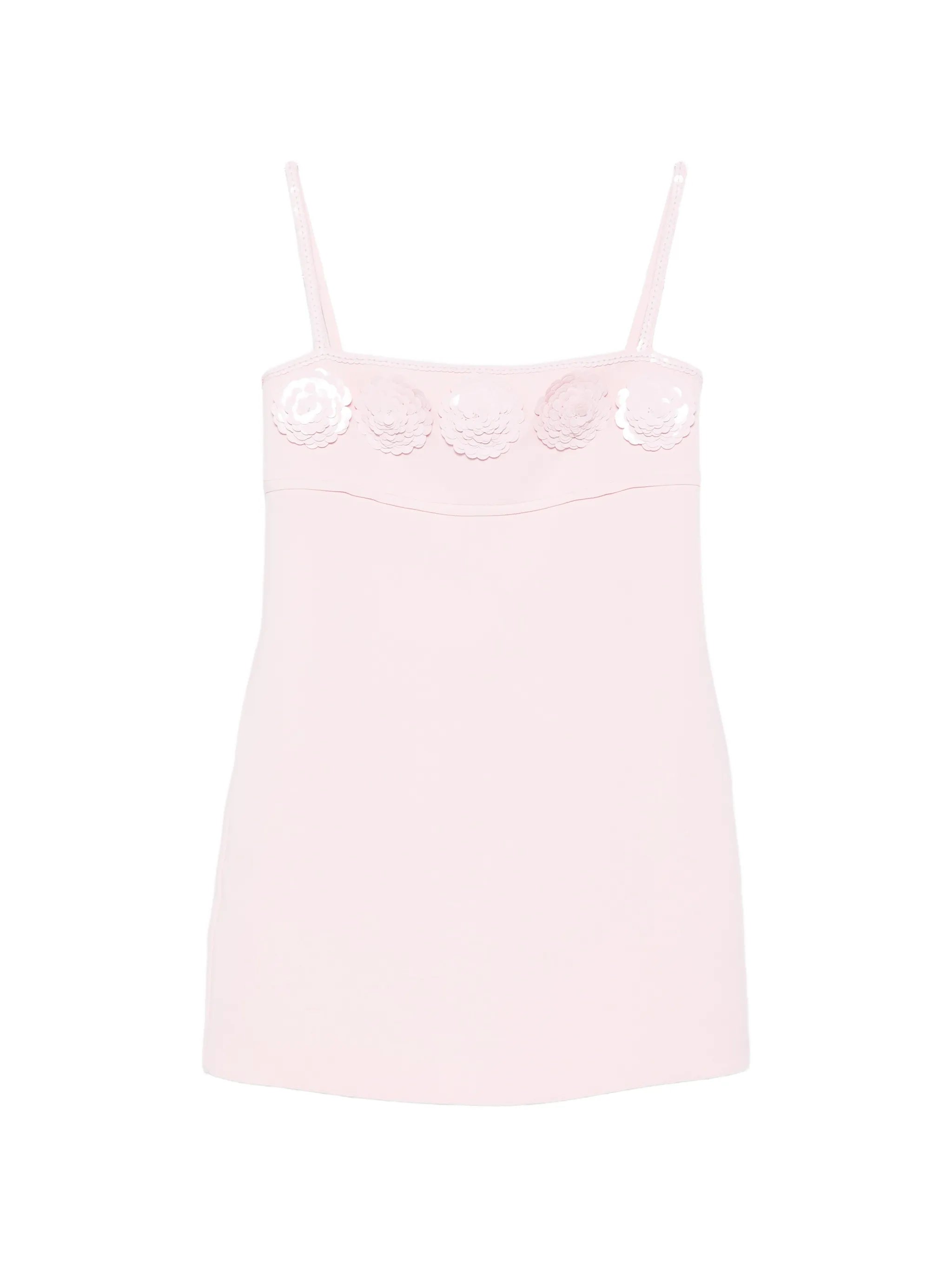 floral-appliqué mini dress