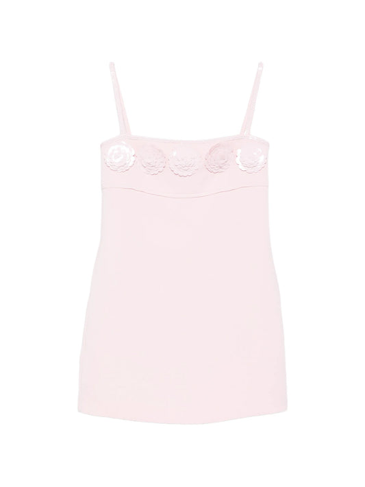 floral-appliqué mini dress