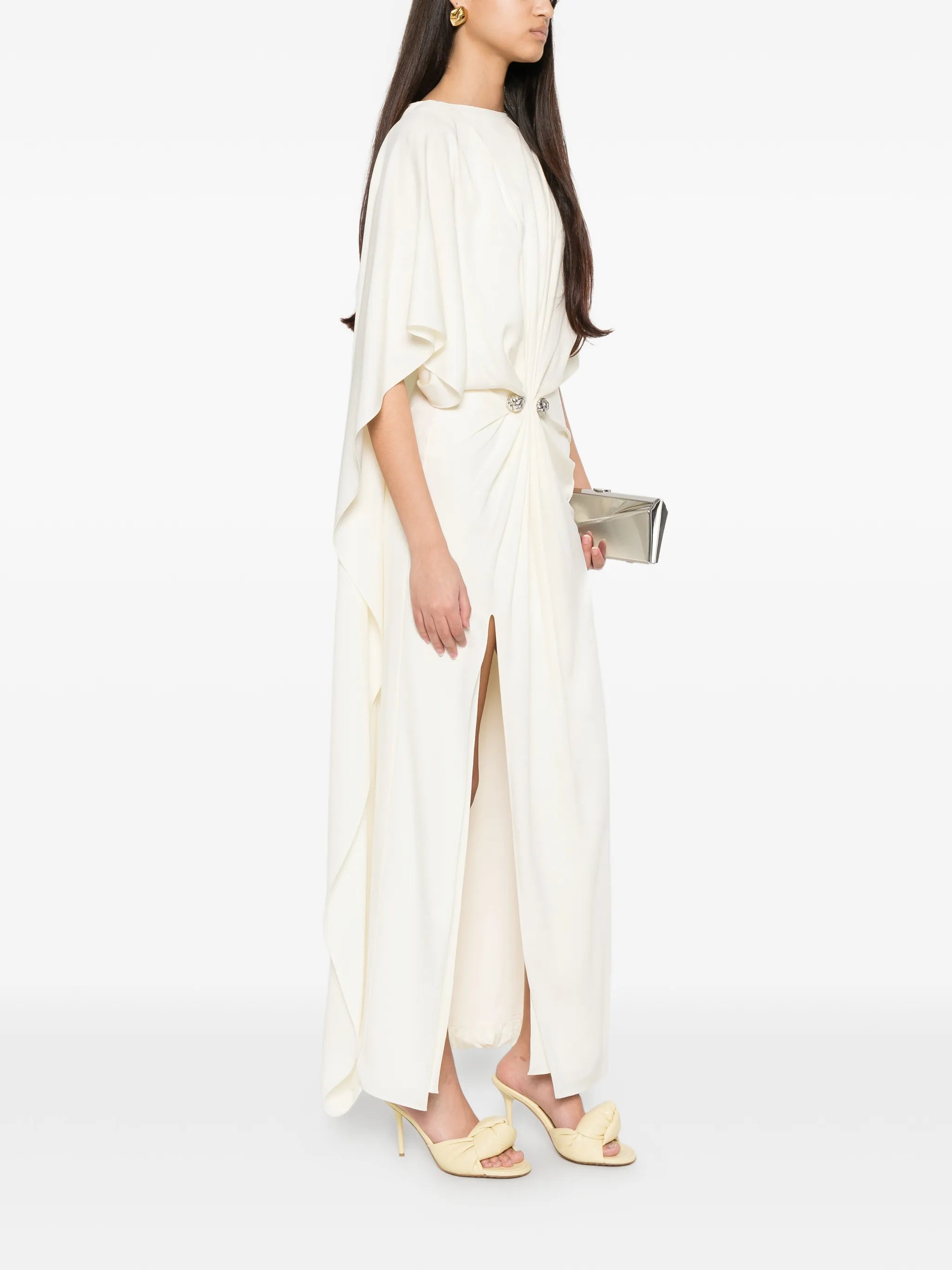 draped cuff-link-detail dress