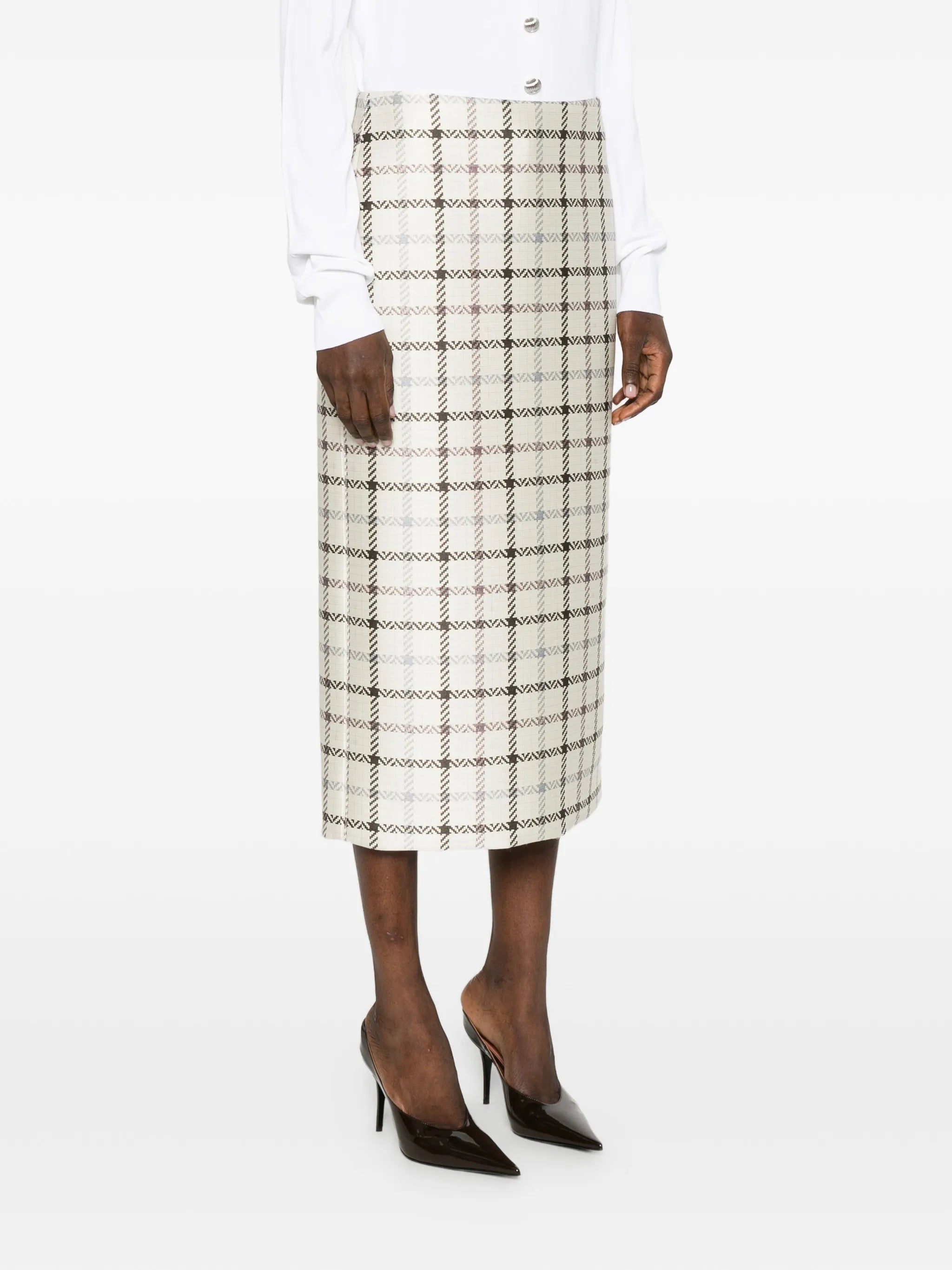 plaid midi skirt