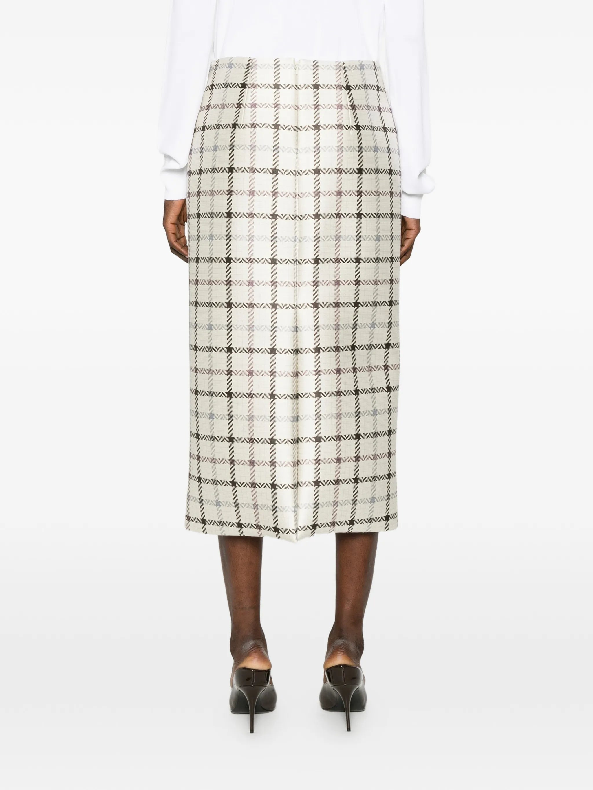 plaid midi skirt