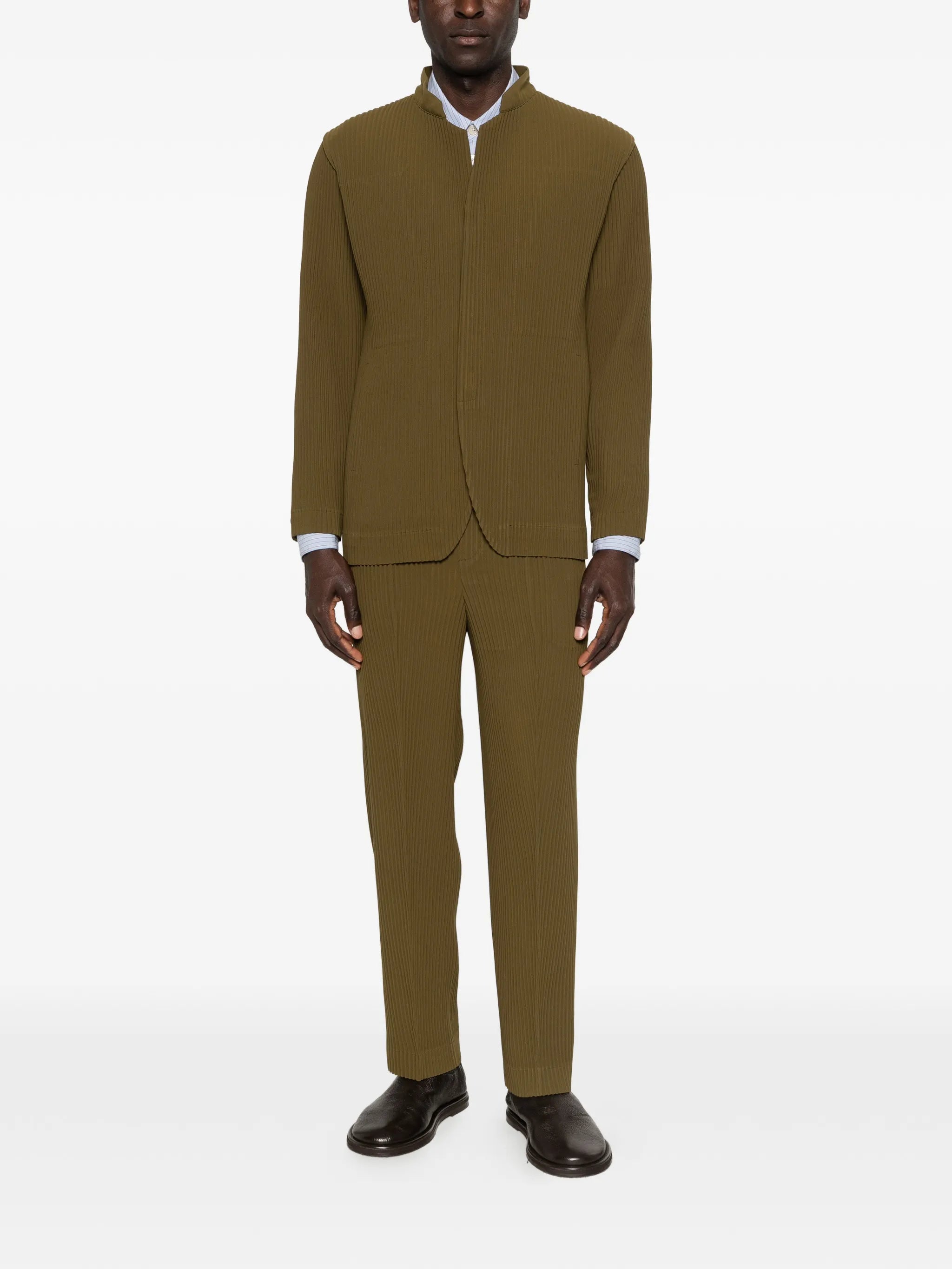 Tuxedo pleated blazer