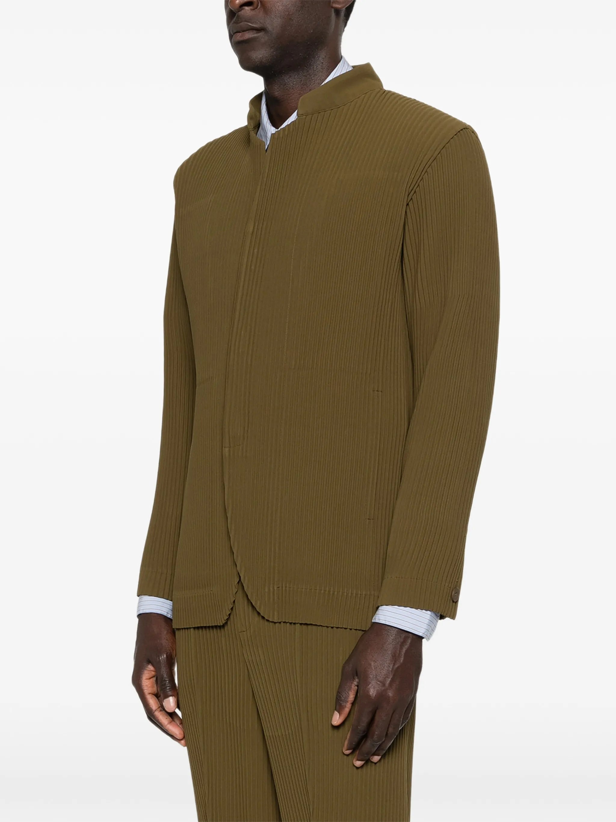 Tuxedo pleated blazer
