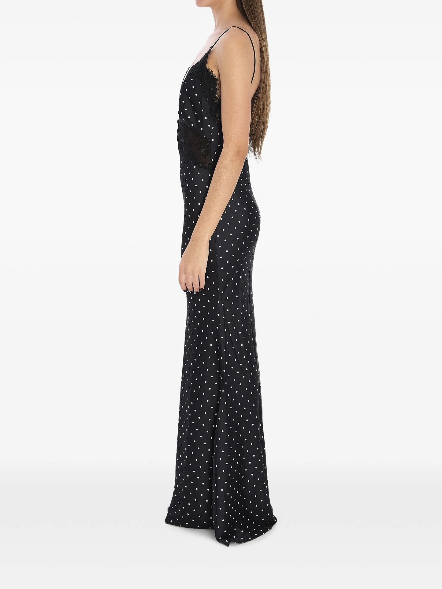 polka-dot lace maxi dress