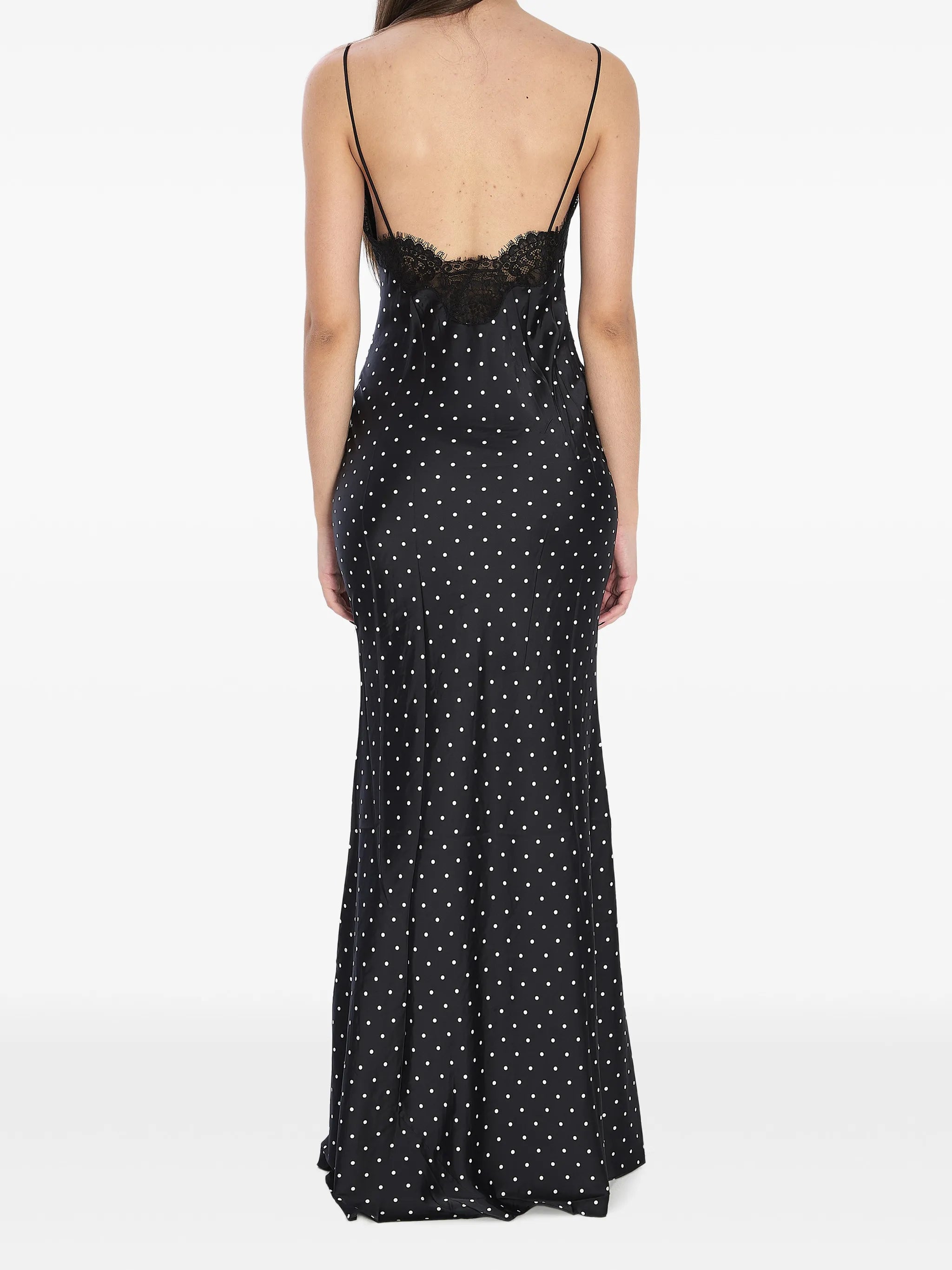 polka-dot lace maxi dress
