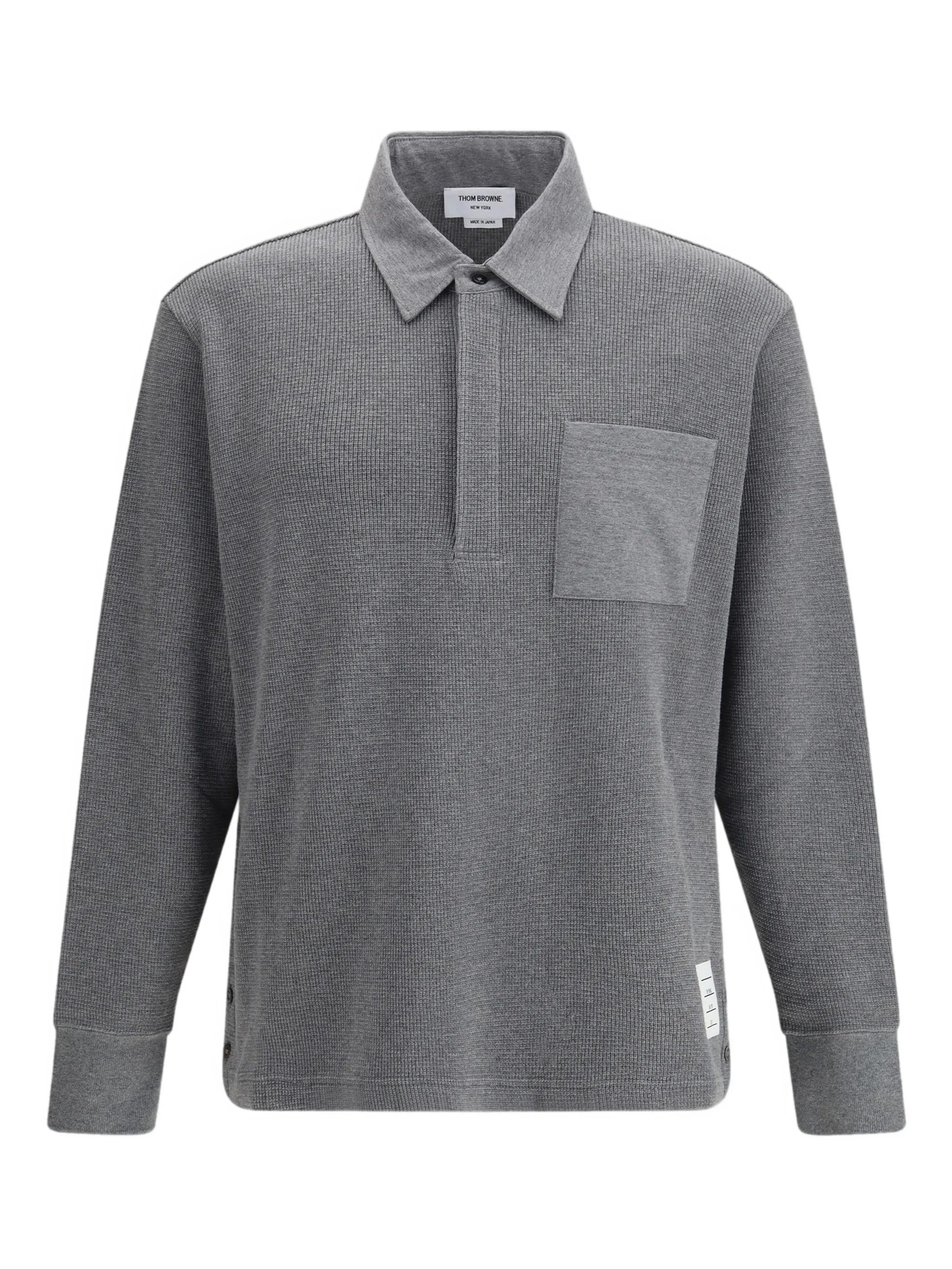 long sleeve patch pocket polo shirt