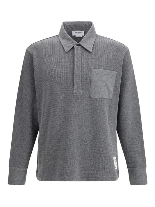 long sleeve patch pocket polo shirt