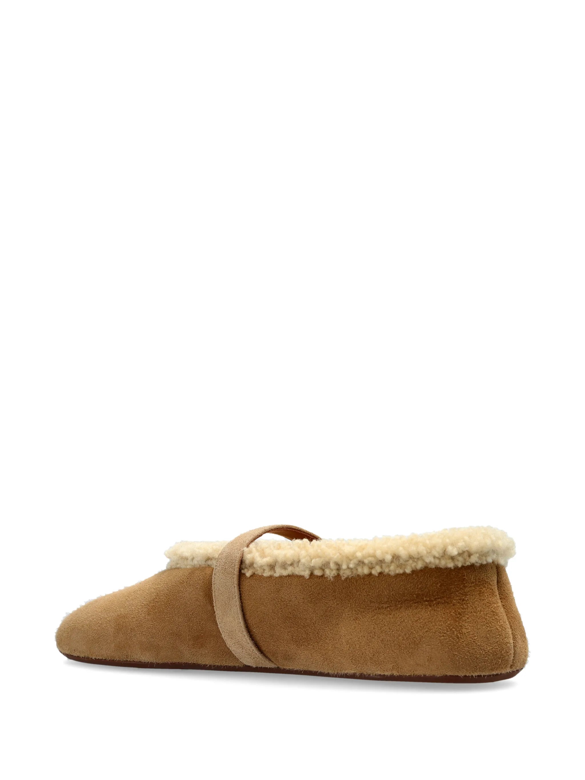 shearling-trim ballet flats