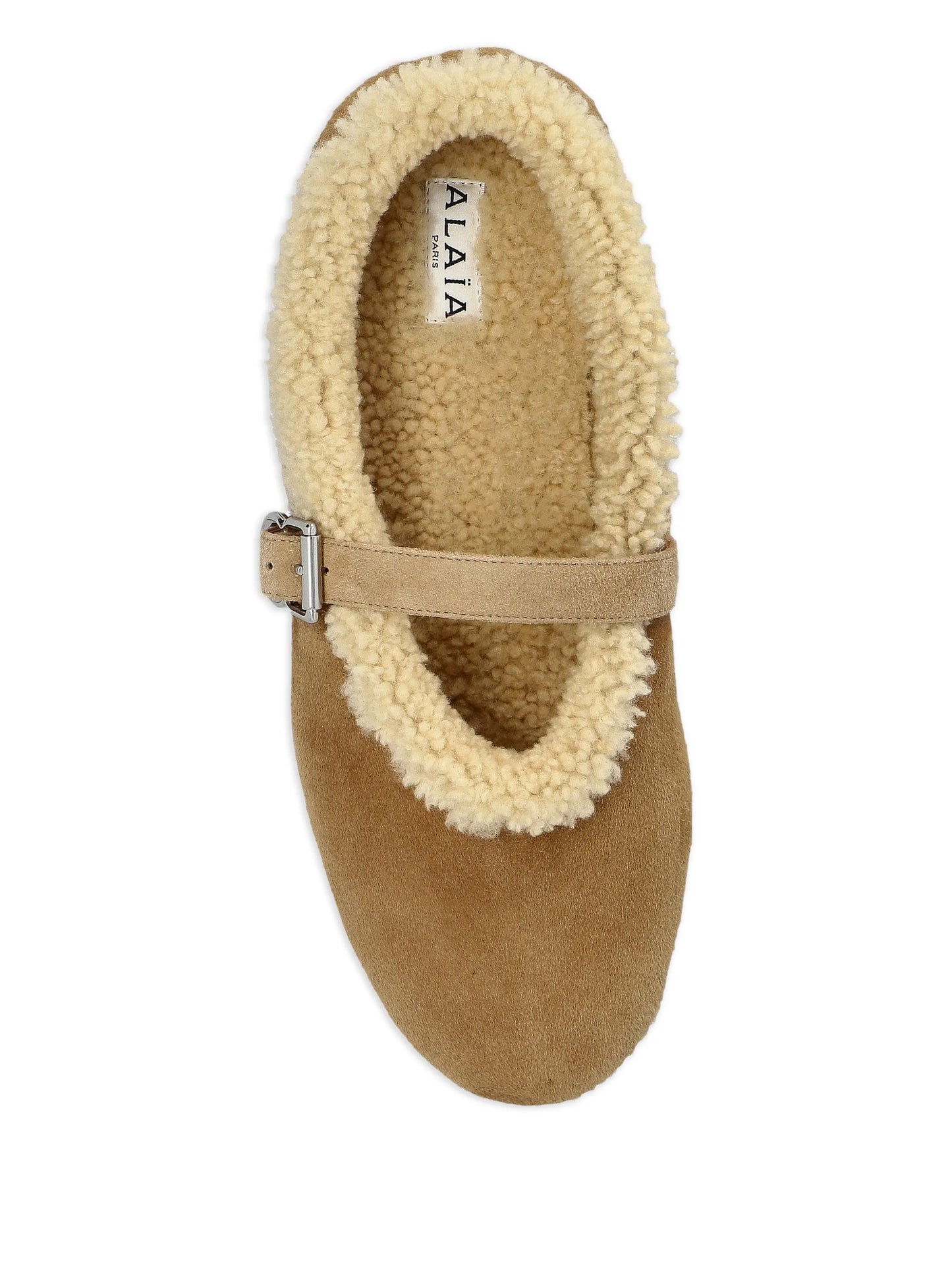 shearling-trim ballet flats