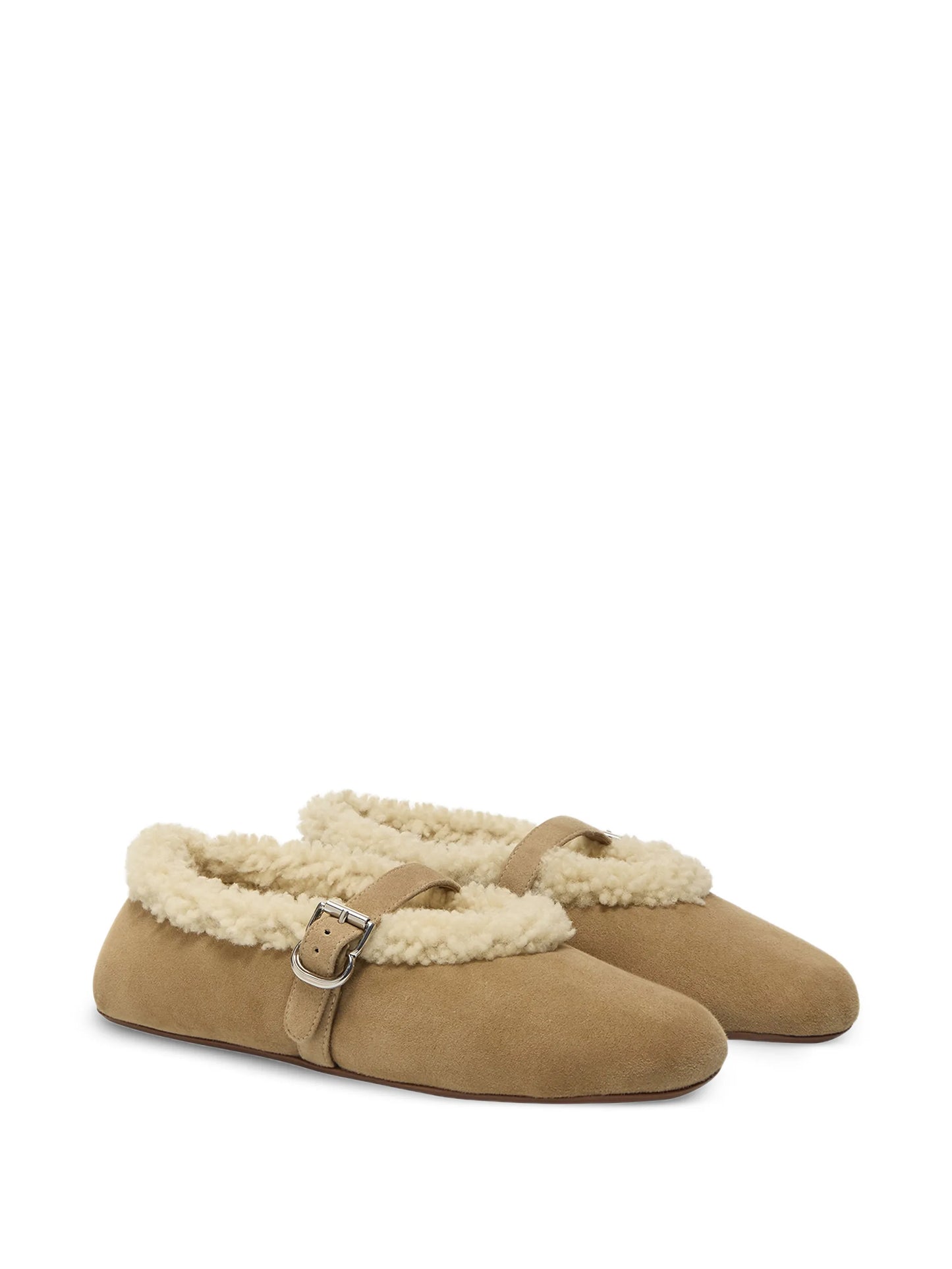 shearling-trim ballet flats