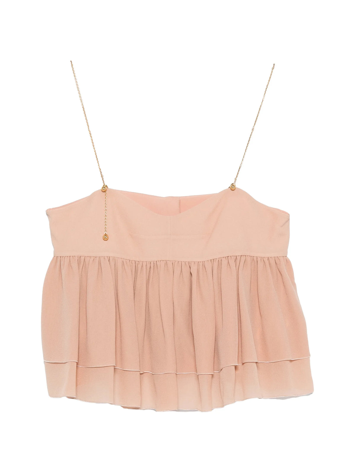 sleeveless ruffled top in silk georgette