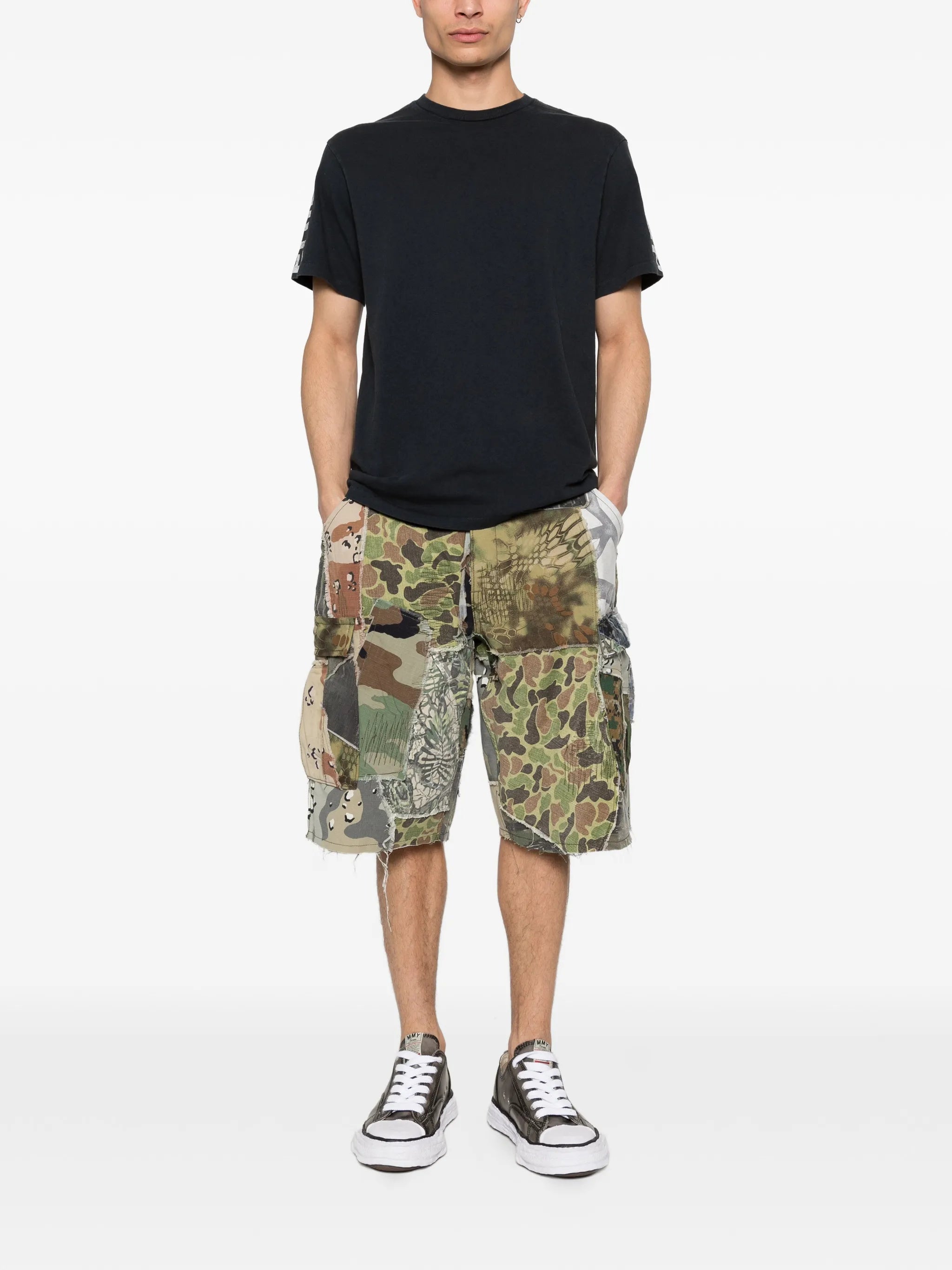 multiple-print patchwork shorts