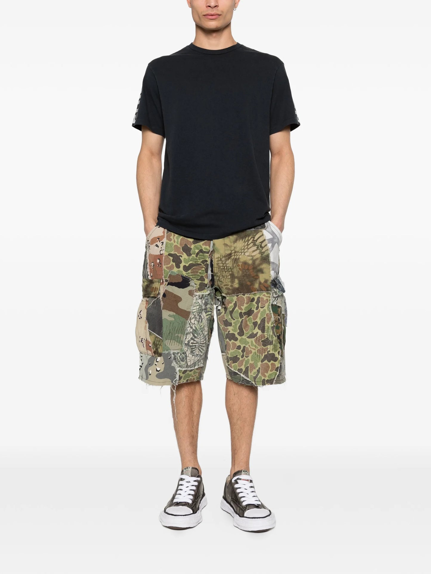 multiple-print patchwork shorts
