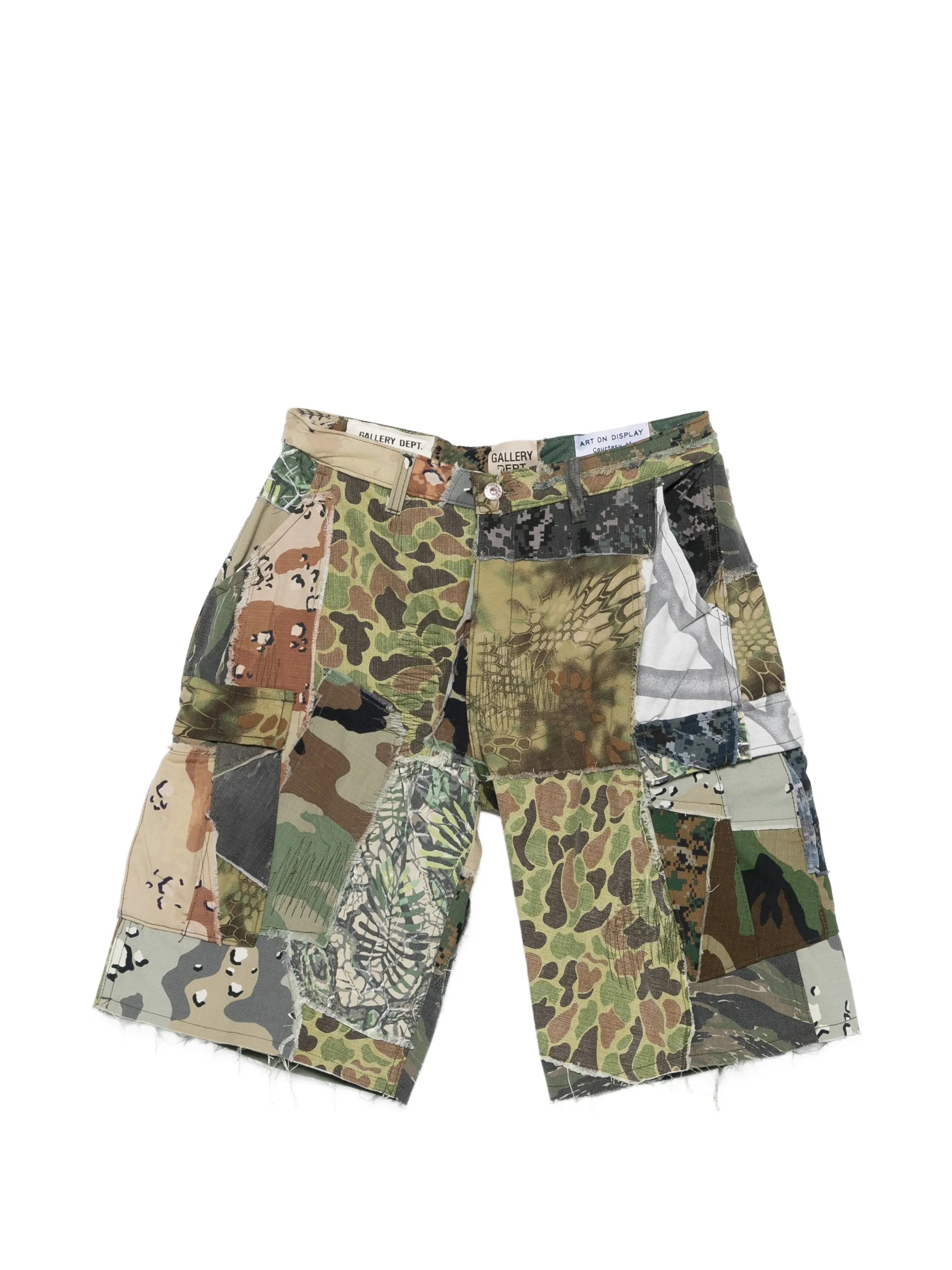 camouflage-print patchwork shorts