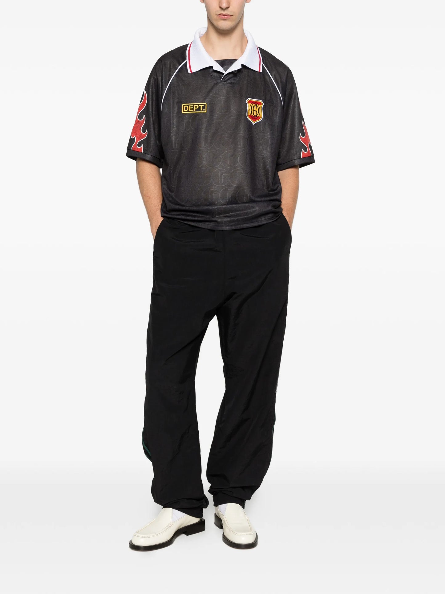 Japan Football flame-print polo shirt