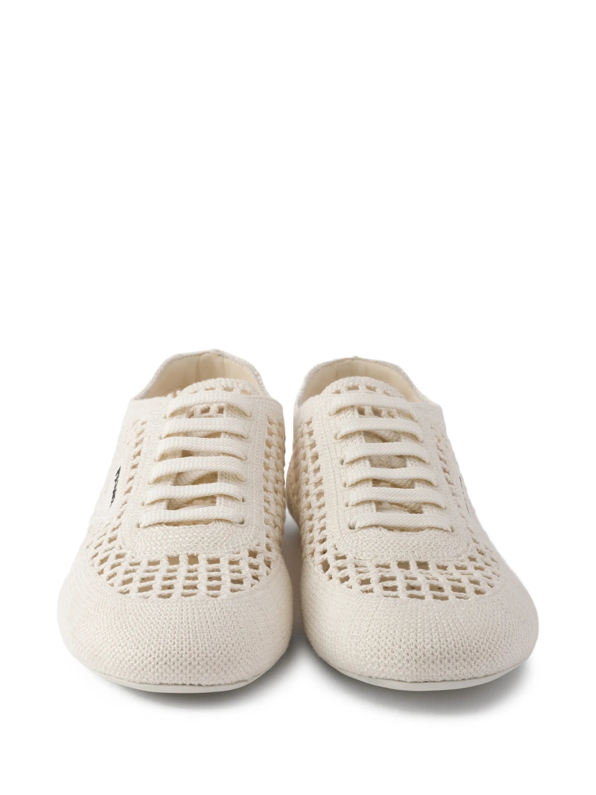 crochet round-toe lace-up sneakers
