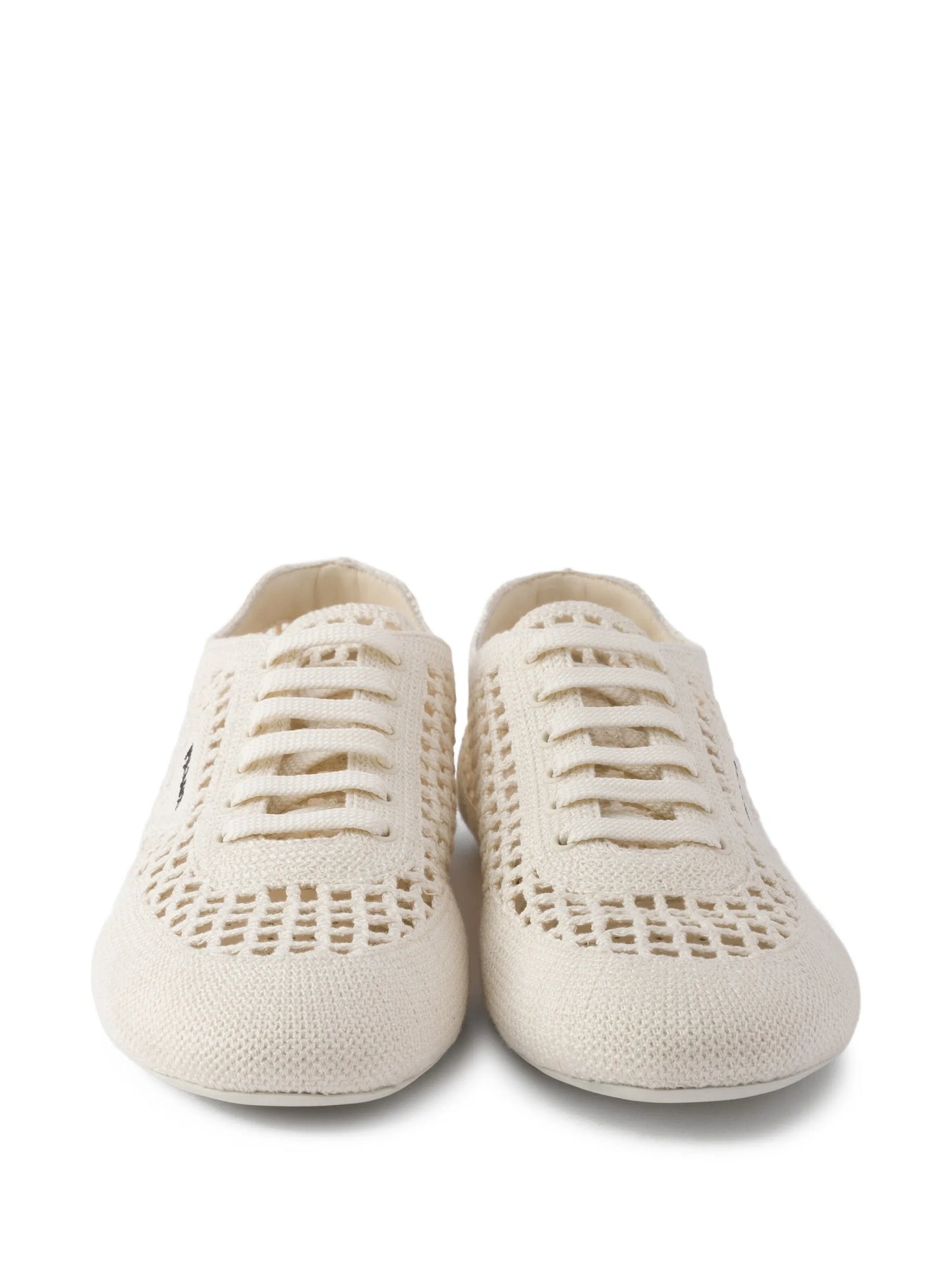 crochet round-toe lace-up sneakers