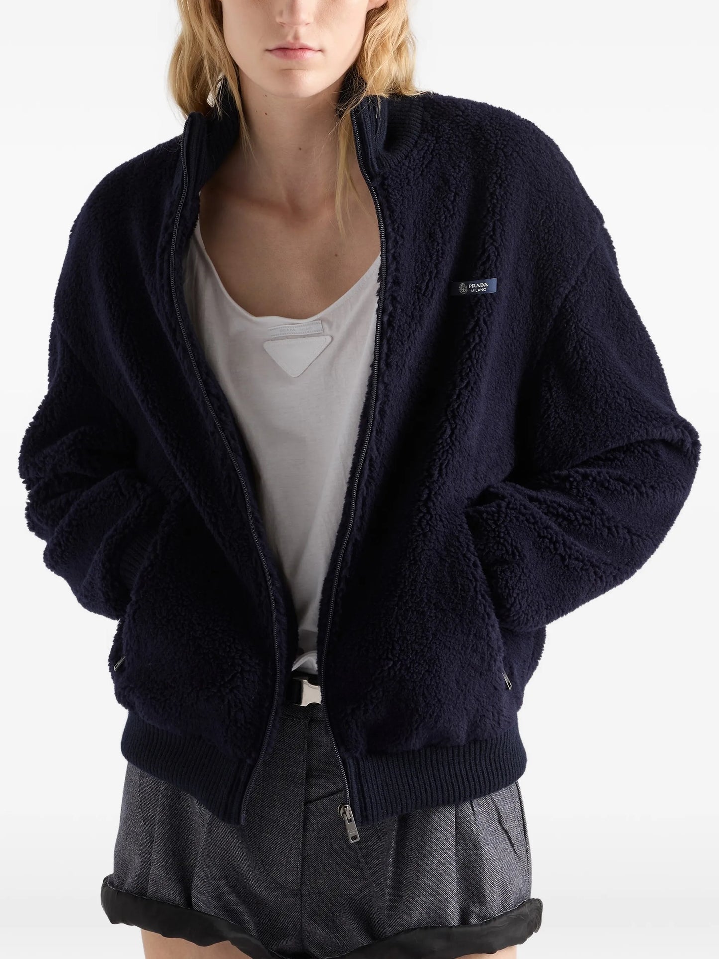 fleece logo-detail jacket