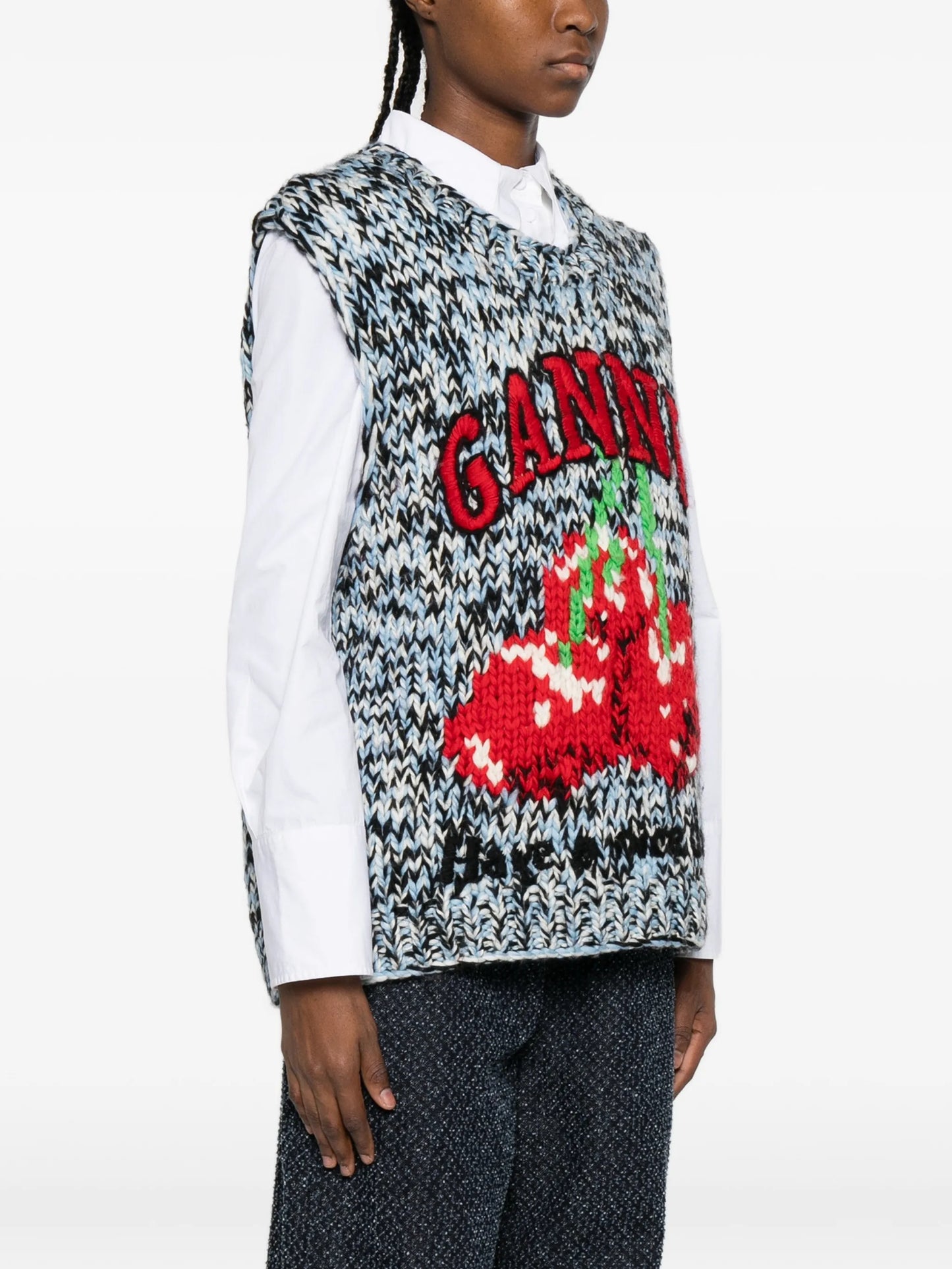 patterned knitted vest