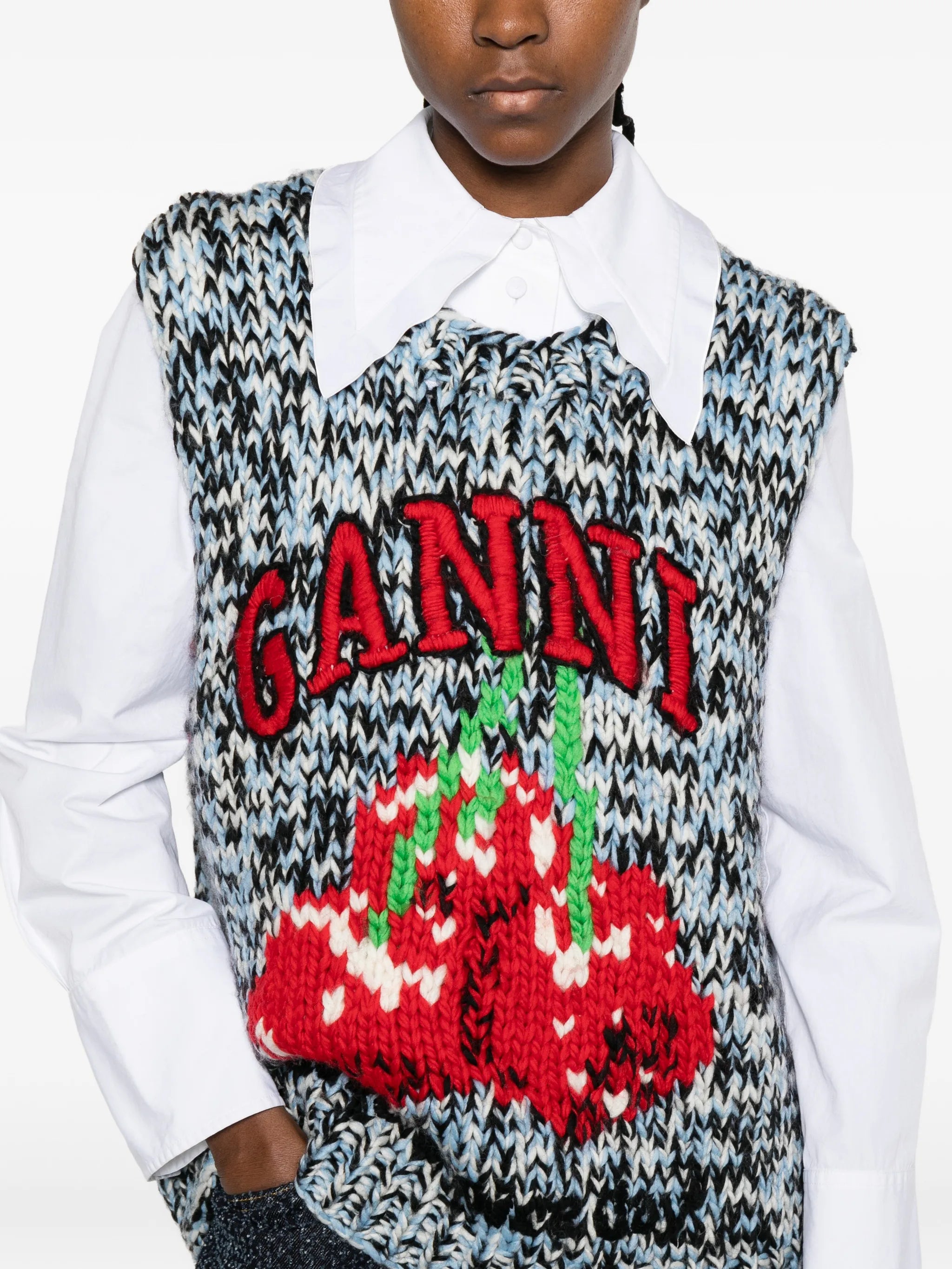 patterned knitted vest