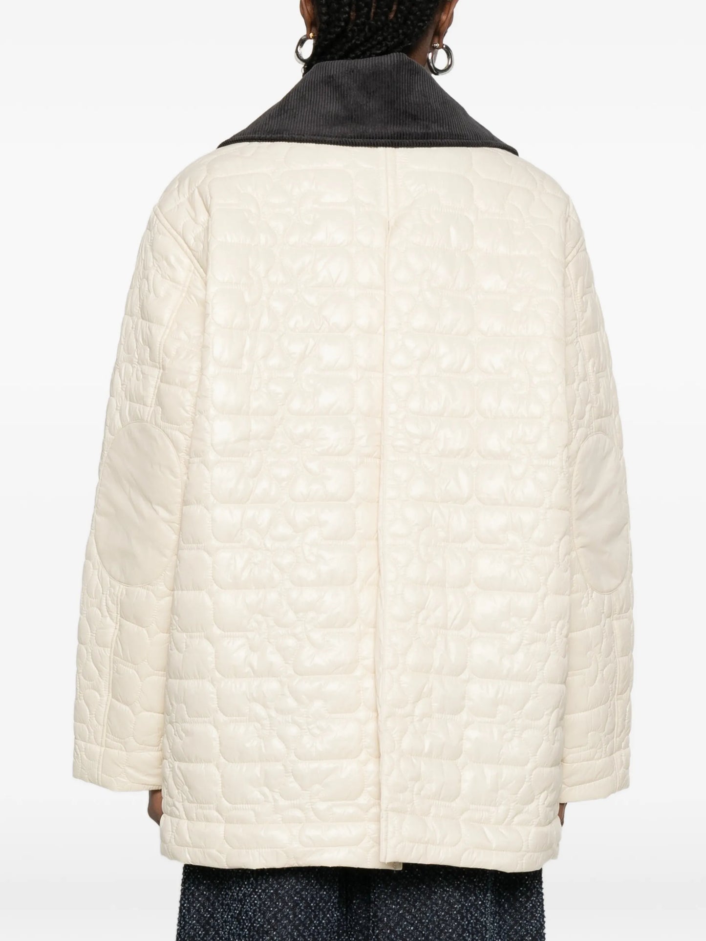 corduroy-collar quilted jacket