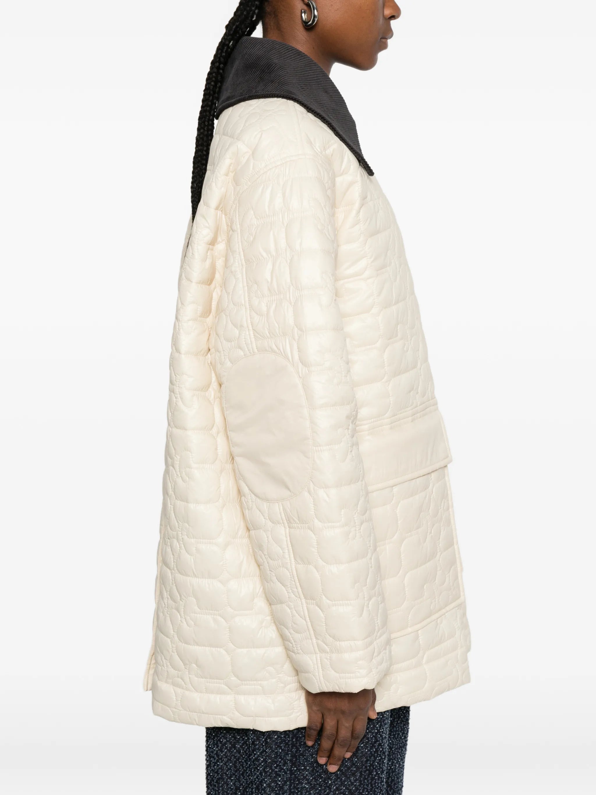 shiny quilt midi jacket