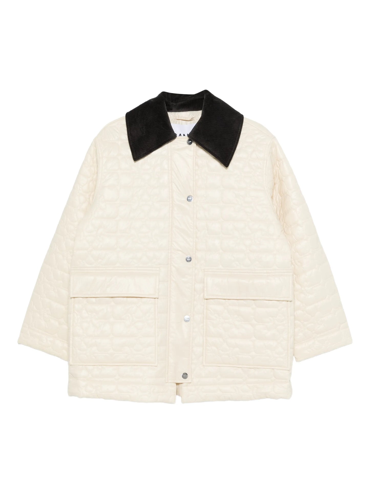 corduroy-collar quilted jacket