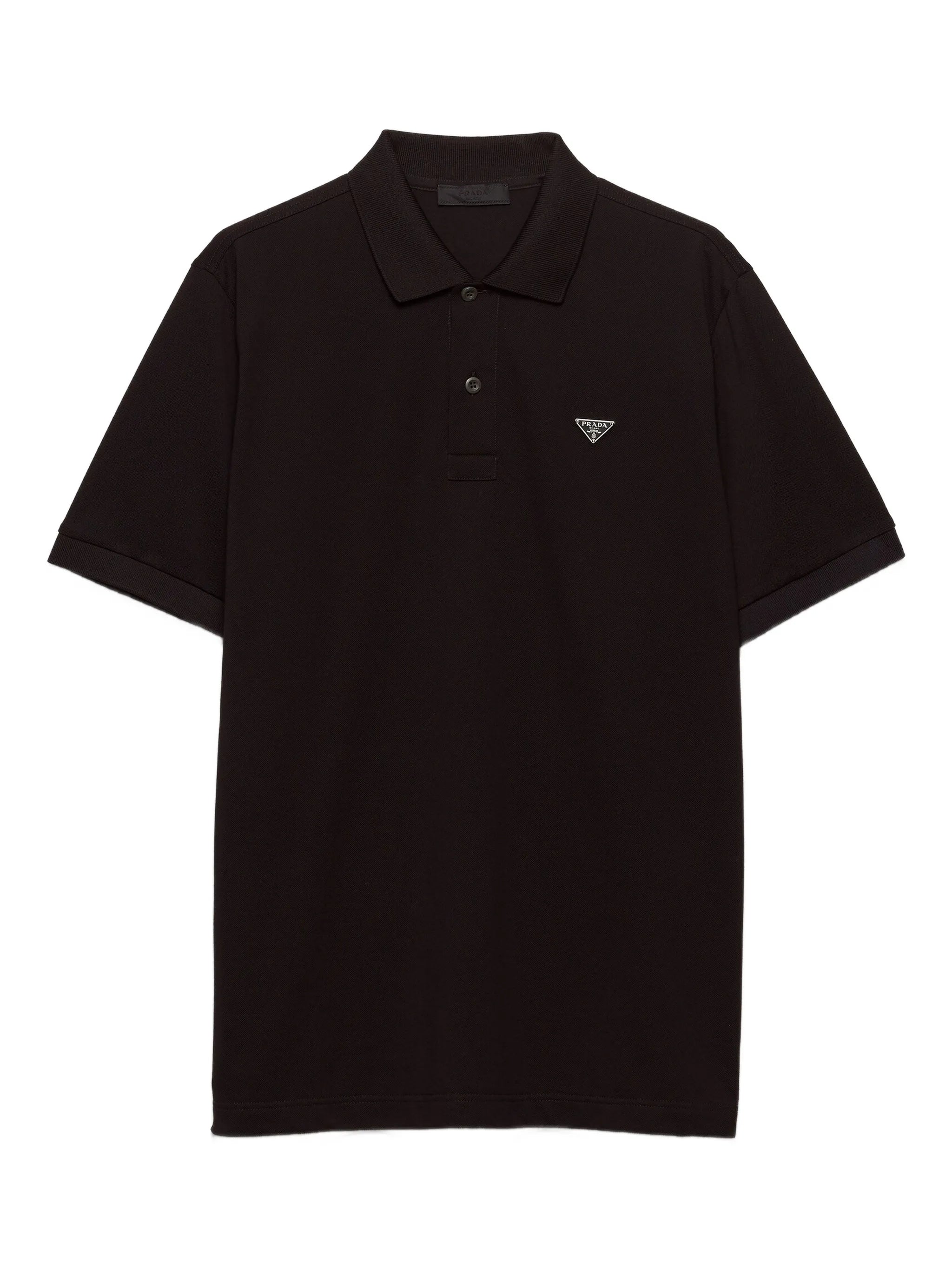 ribbed knit triangle logo polo shirt