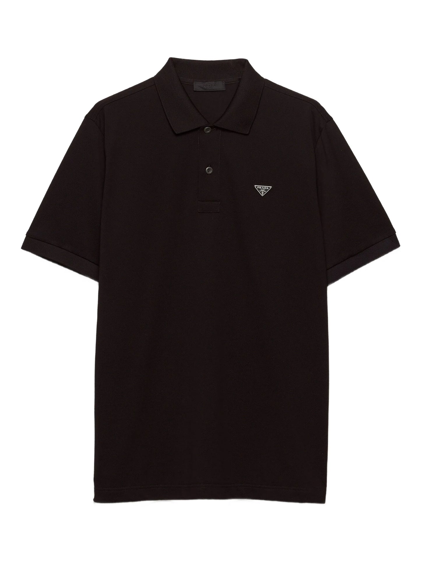 ribbed knit triangle logo polo shirt