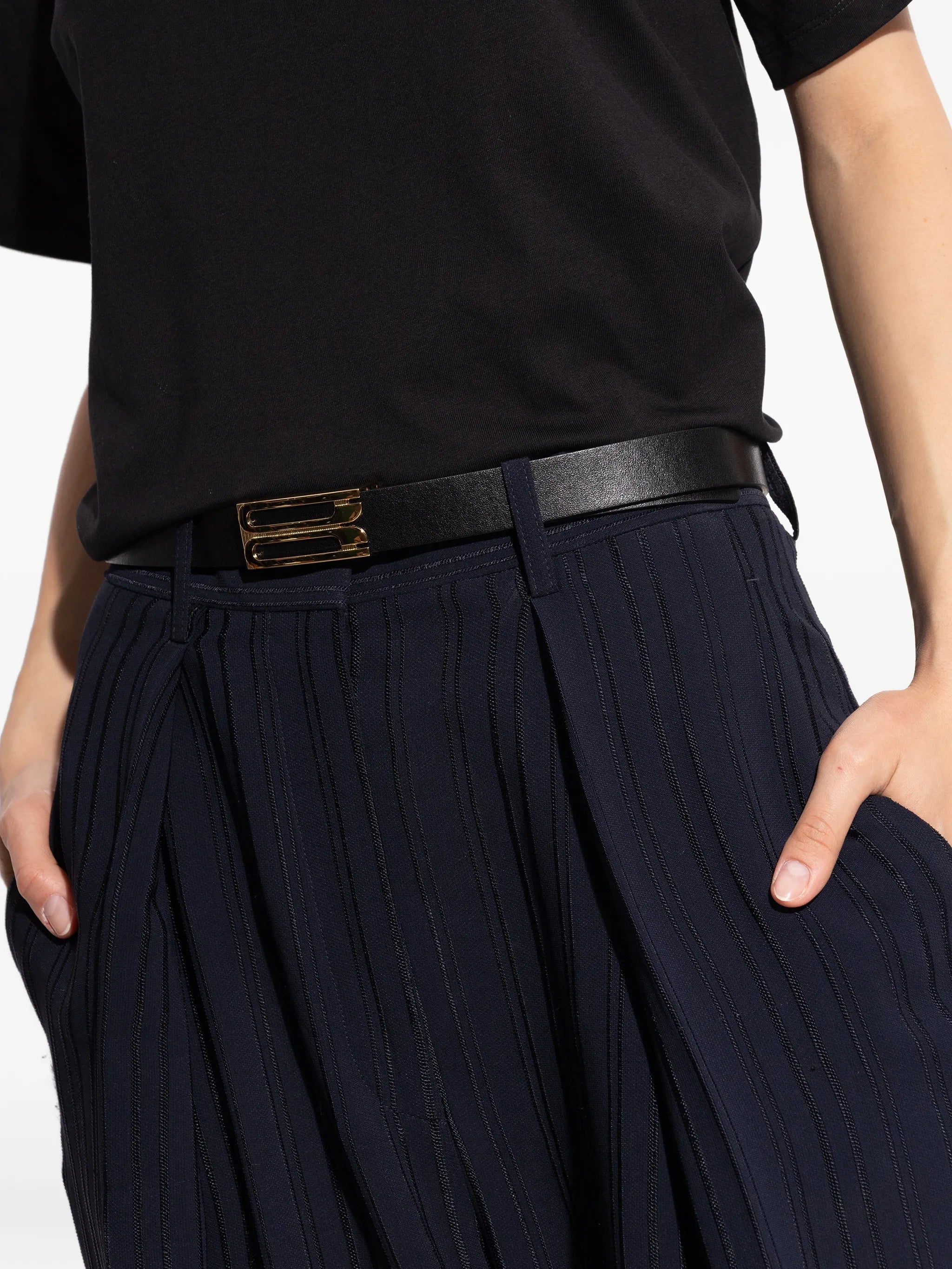 logo-buckle leather belt