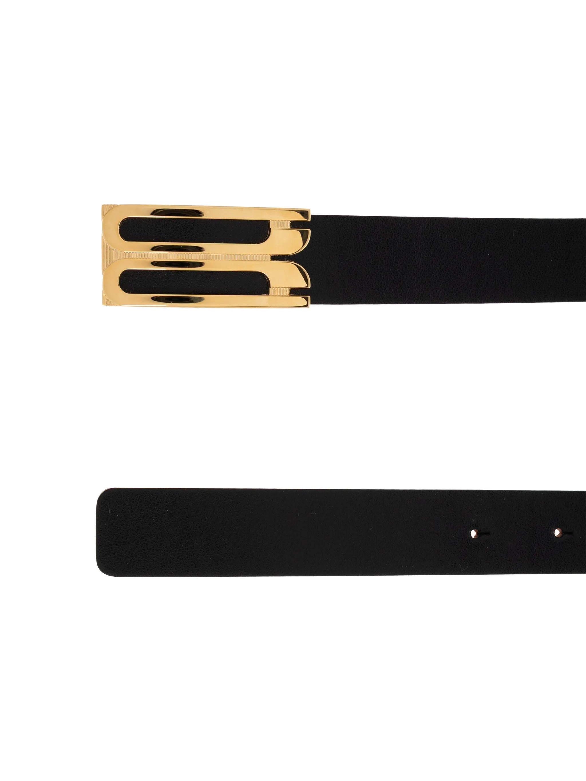 logo-buckle leather belt