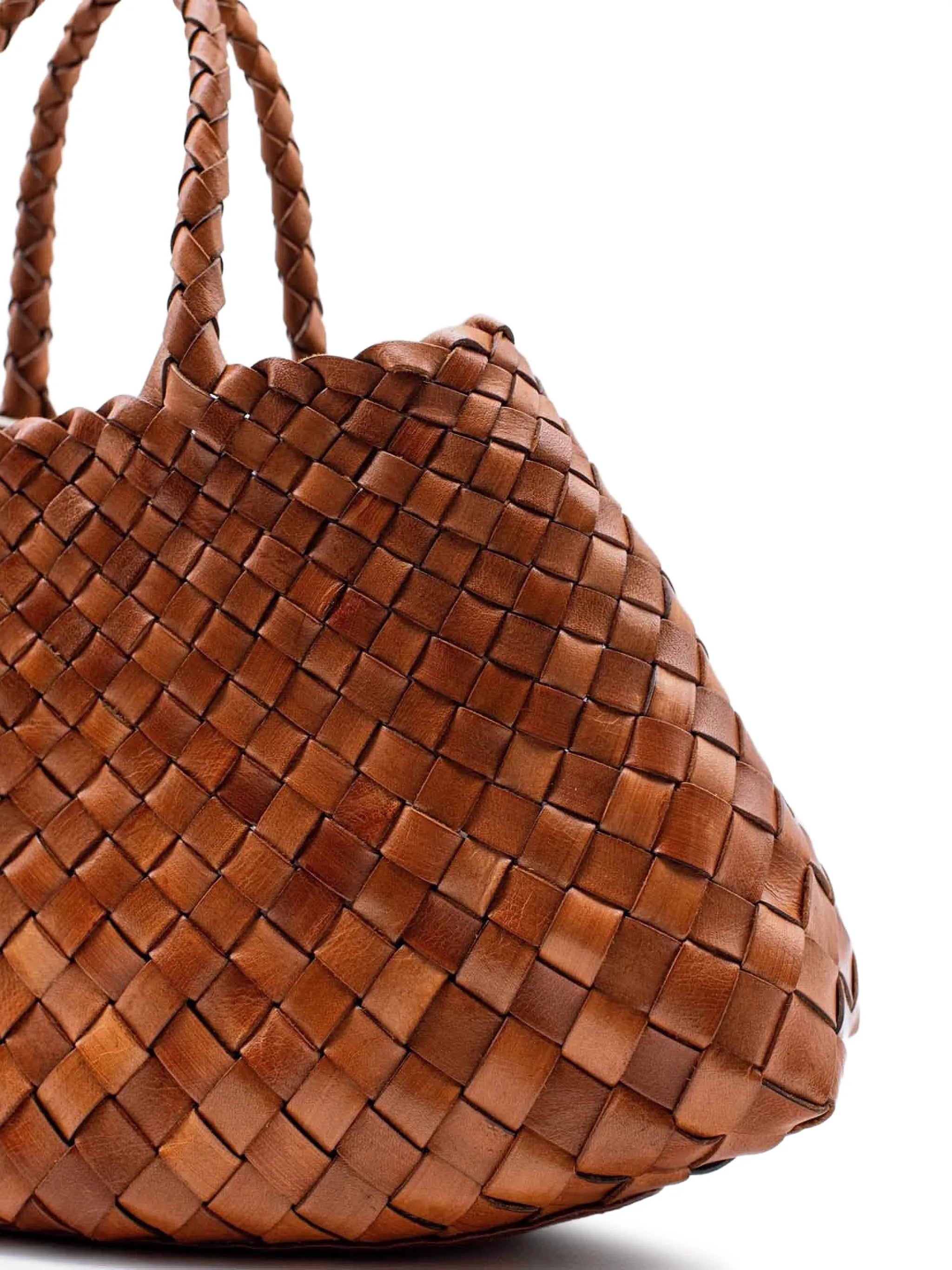 small Santa Croce woven-leather tote bag