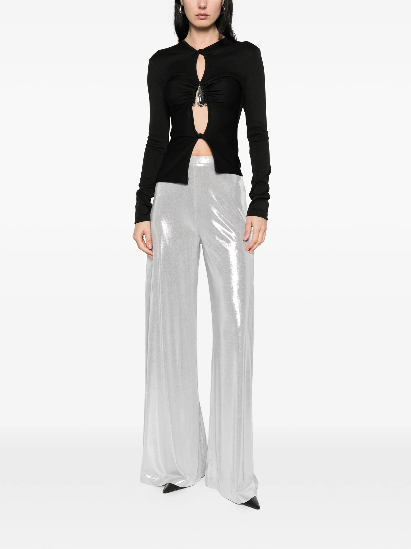 Bias wide-leg trousers