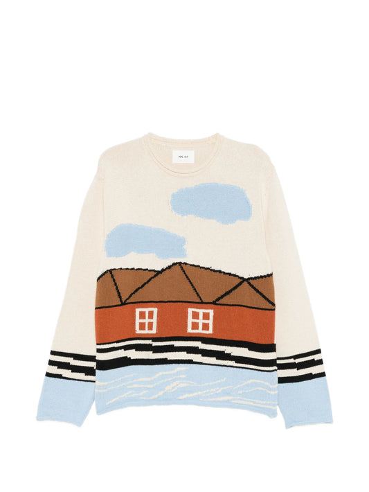 Mikkel house-graphic crew-neck sweater