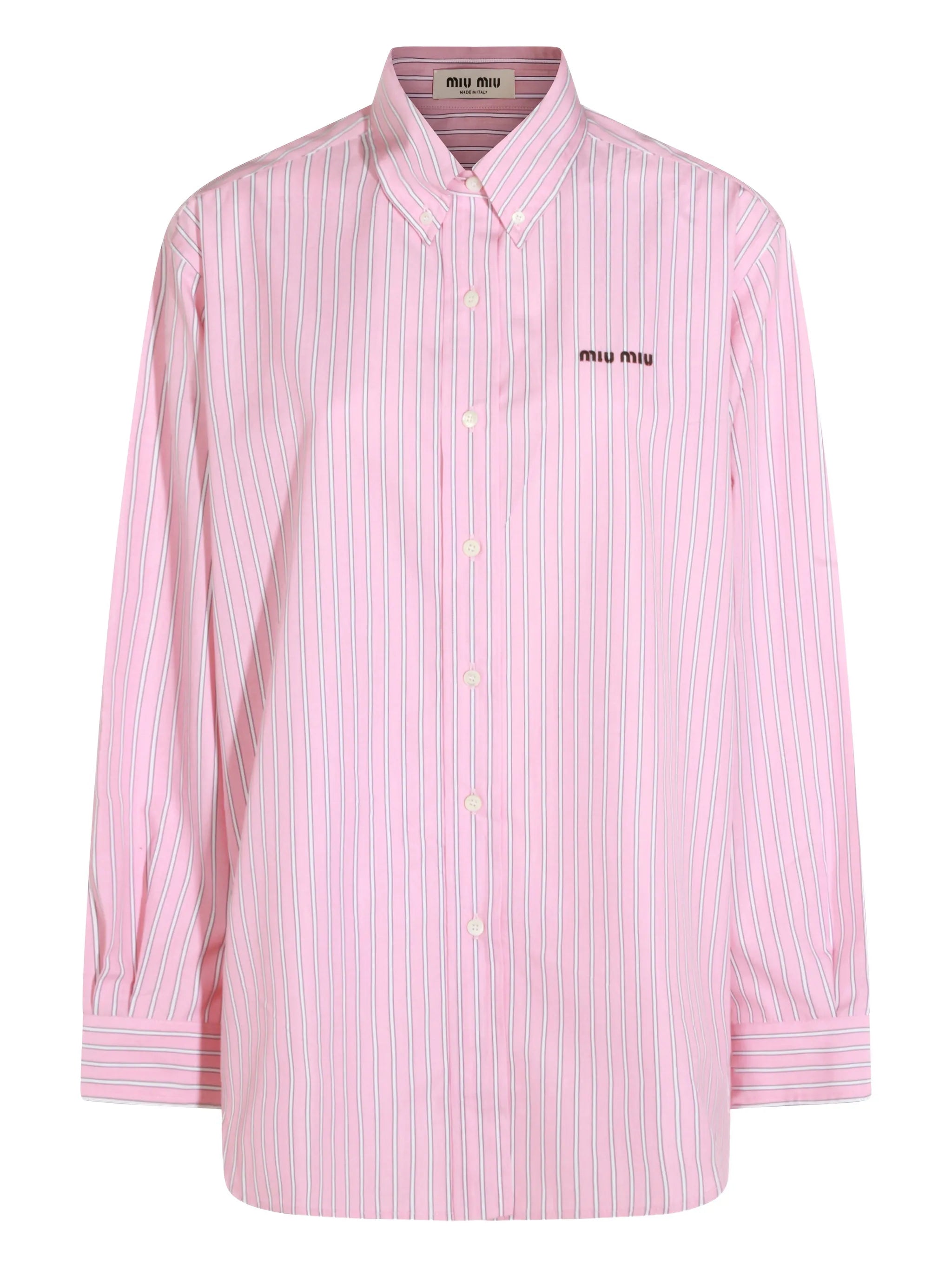 striped-pattern logo-embroidered shirt